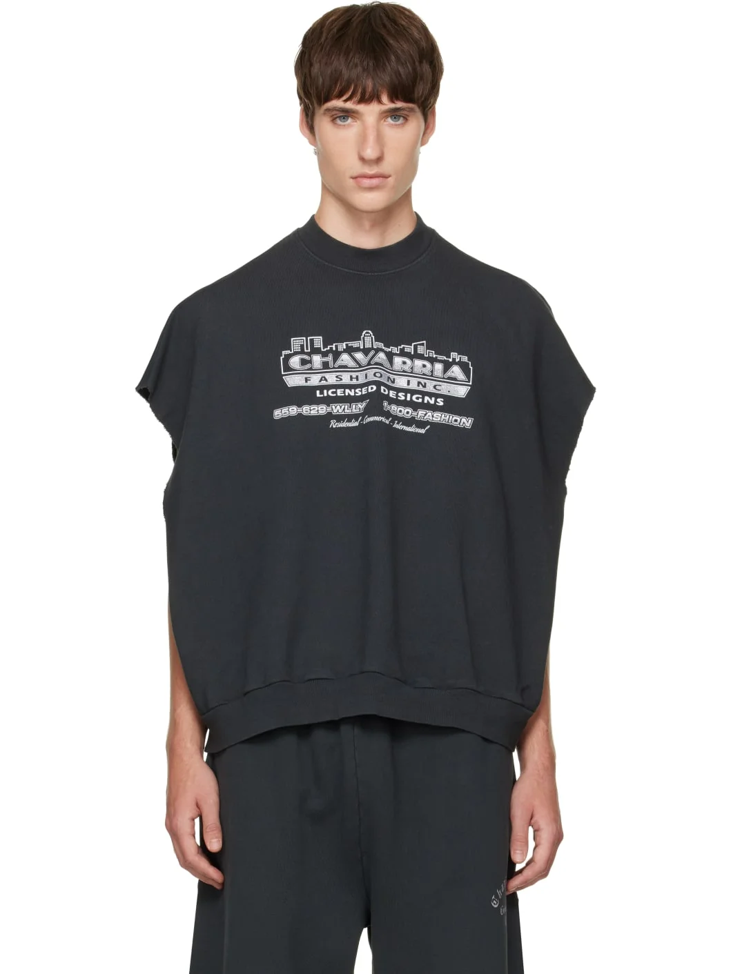 Black 'Chavarria Licensed Designs' Muscle Sweatshirt - 1