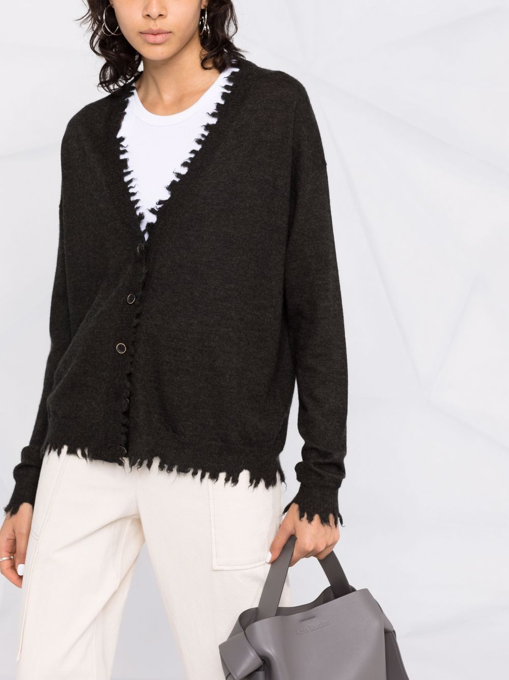 frayed-edge cashmere cardigan - 3