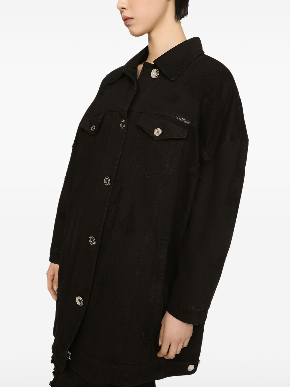 single-breasted denim coat - 4
