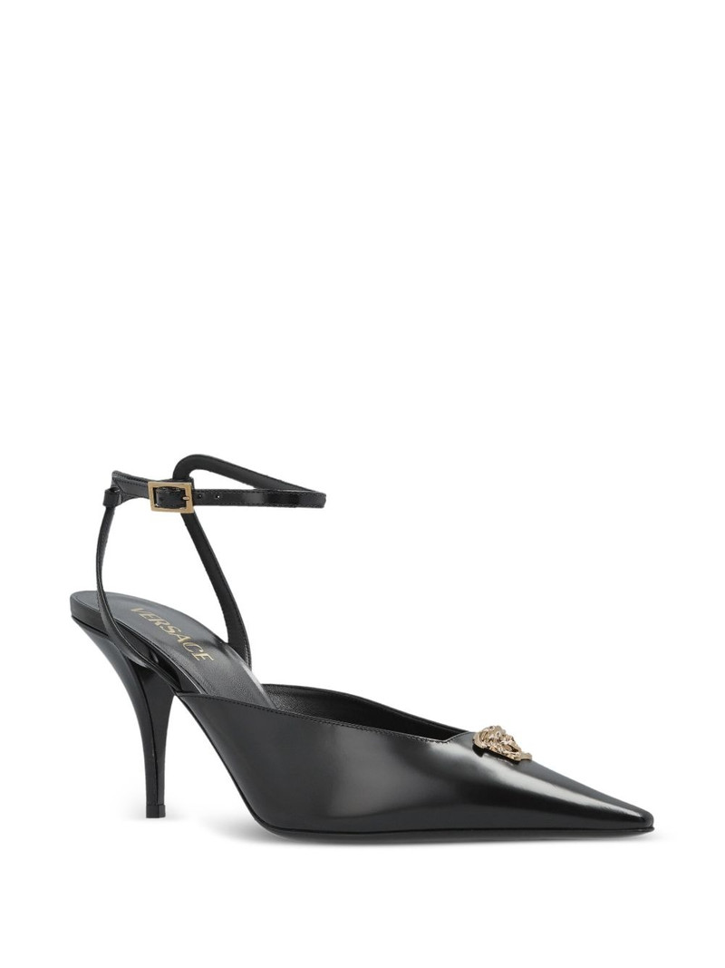 VERSACE 85mm medusa-embellished pointed-toe pumps outlook