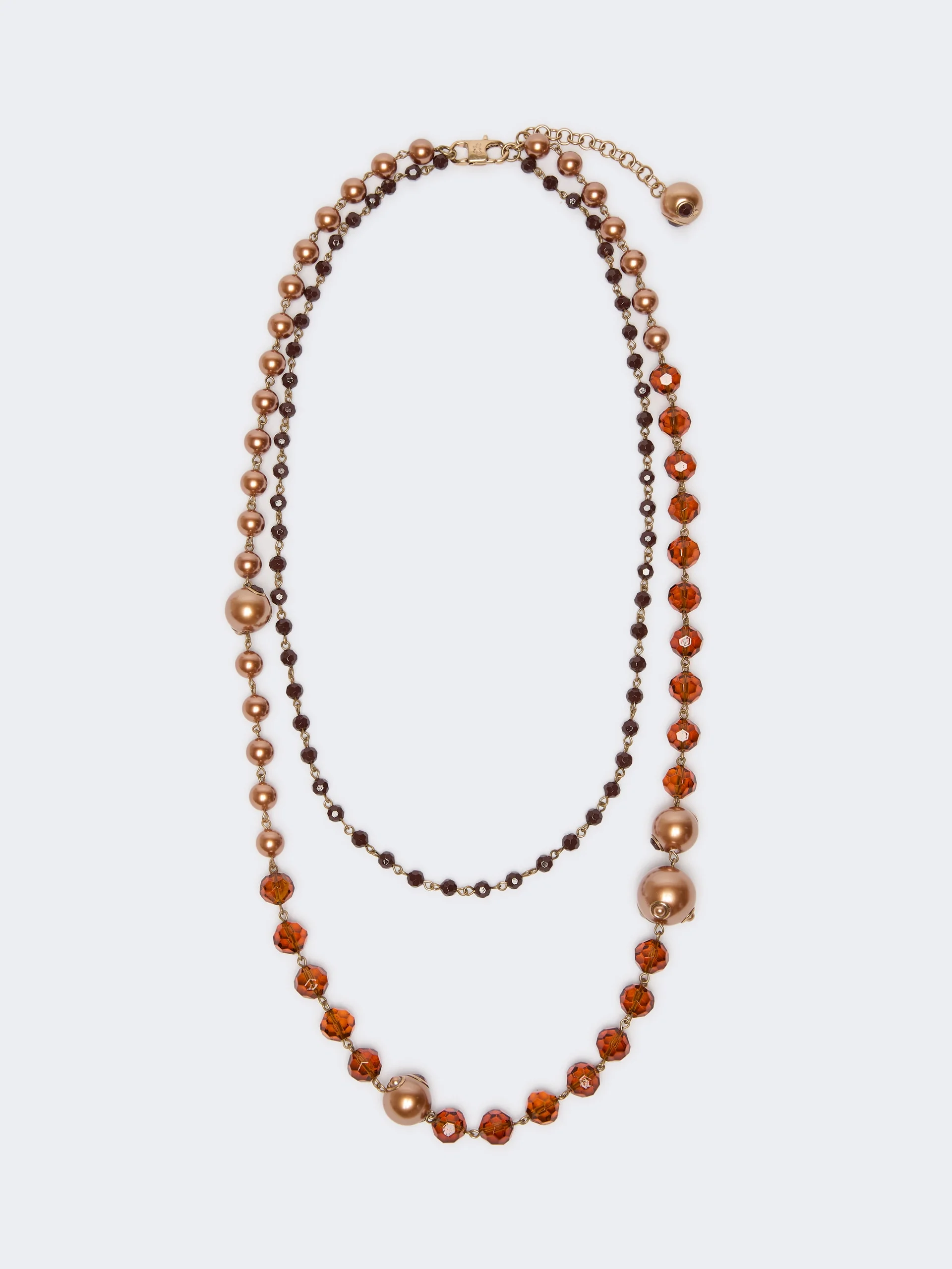ADERIRE Double-strand necklace with large and small beads - GOLD - 1