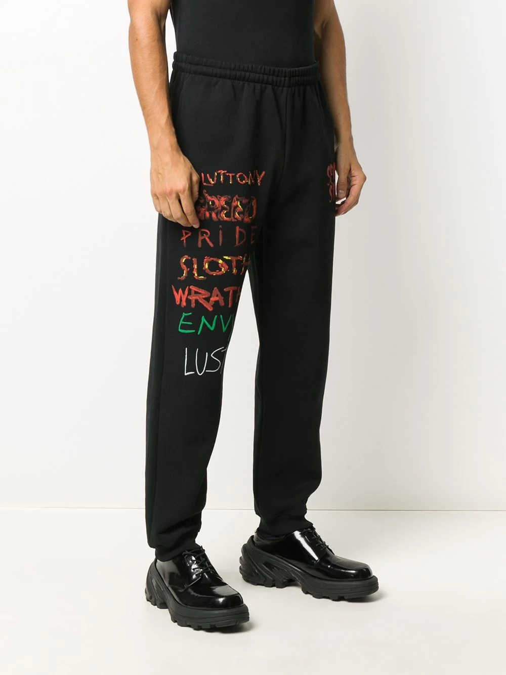 slogan detail jogging bottoms - 3