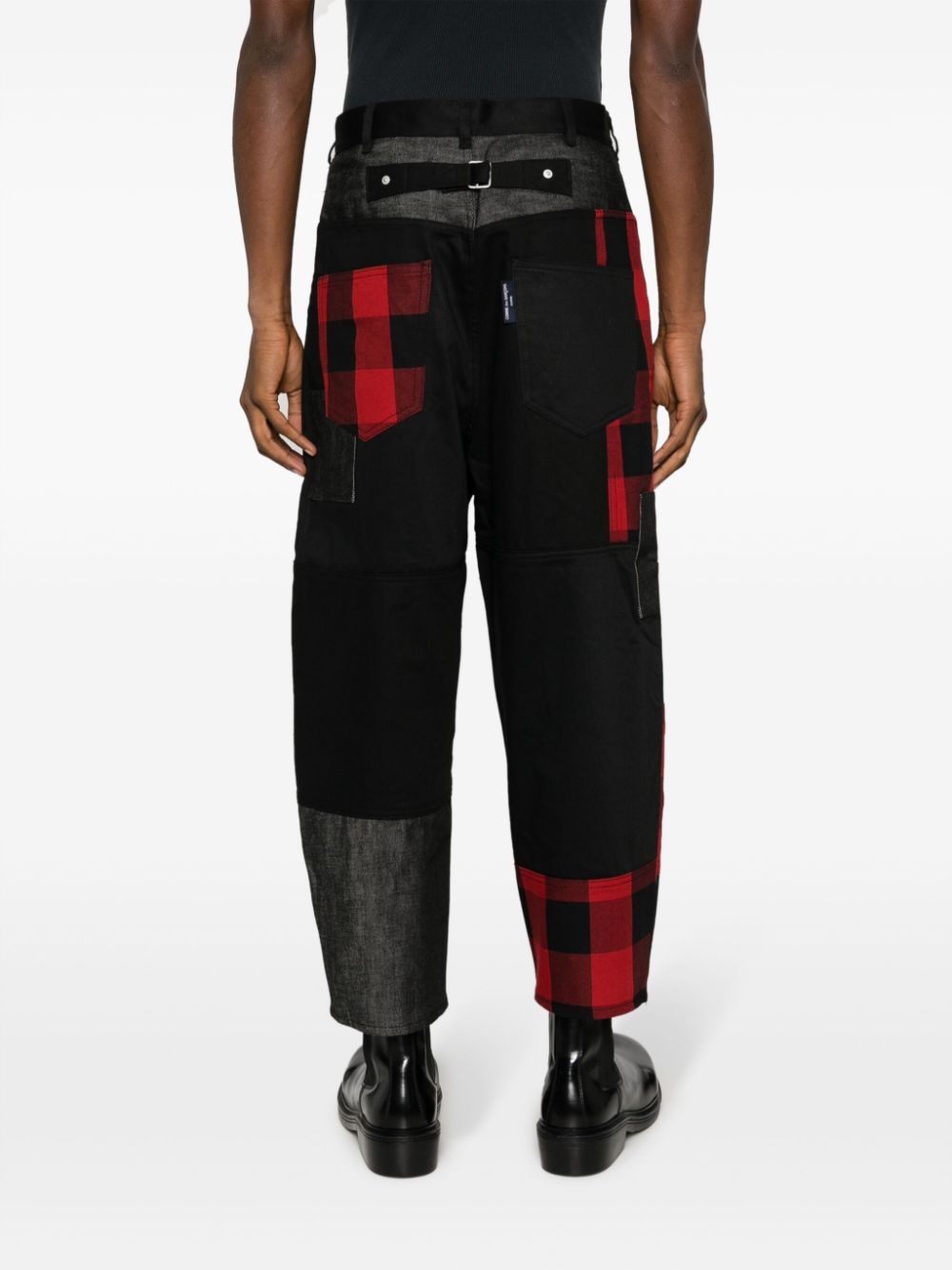 patchwork high-rise cropped jeans - 4