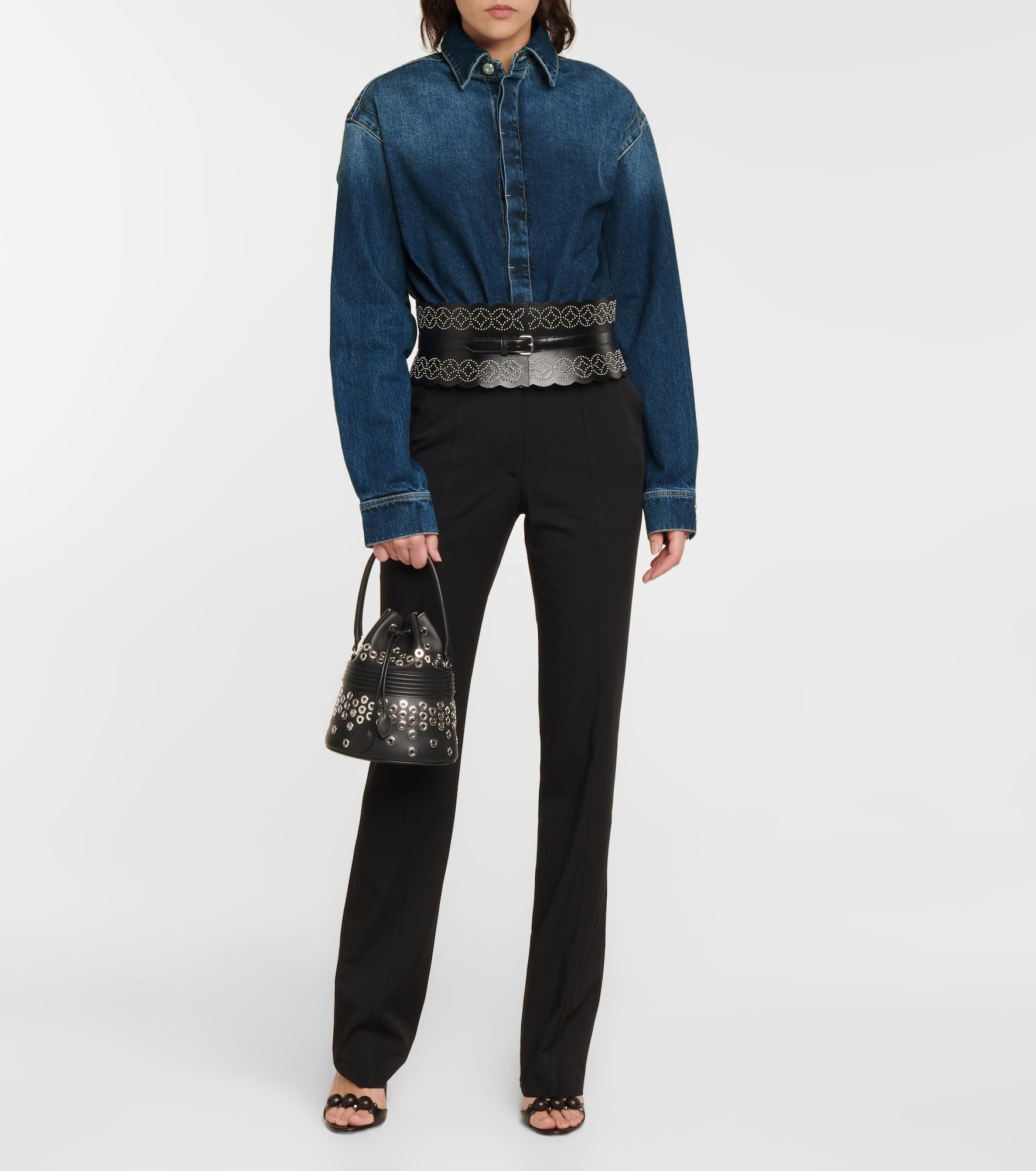 Denim shirt bodysuit - 2