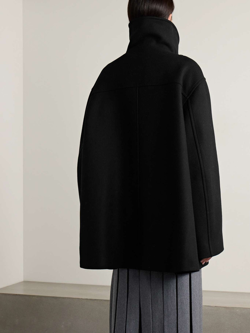 Melbo leather-trimmed wool-blend felt coat 3