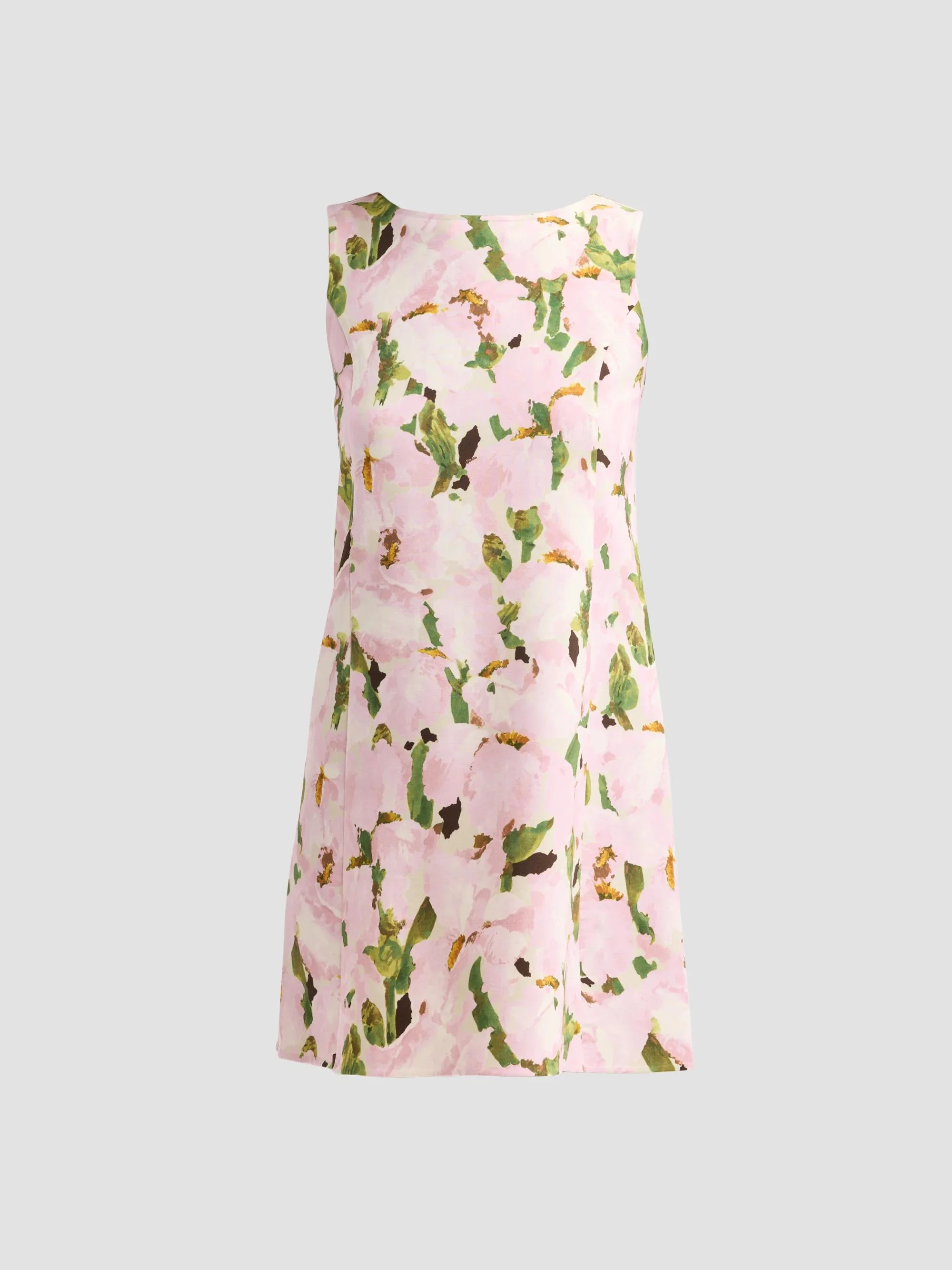 Women's Watercolor Iris Wool Shift Dress - Pink Ivory - 1