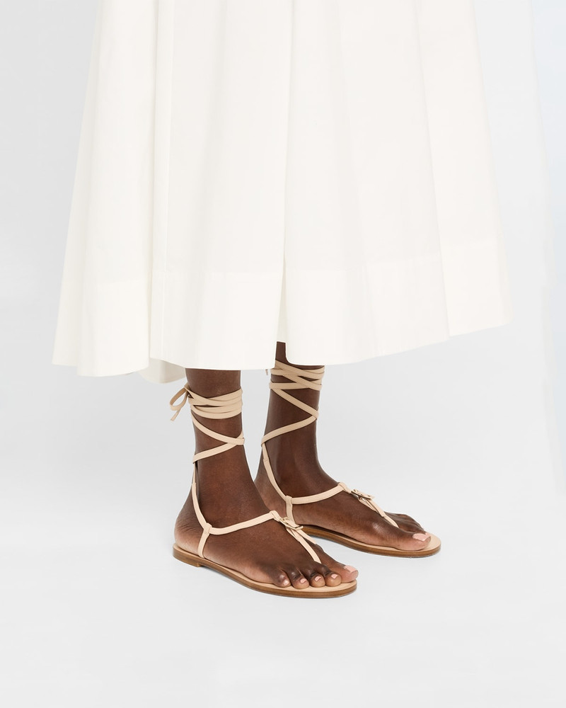 Stuart Weitzman Georgie Leather Ankle-Wrap Flat Sandals outlook