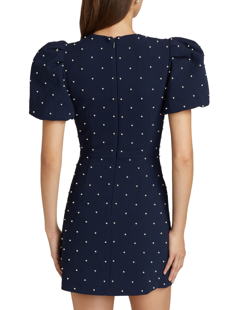 Women's Veronica Pearl Bow Puff-Sleeve Minidress - Blue 5