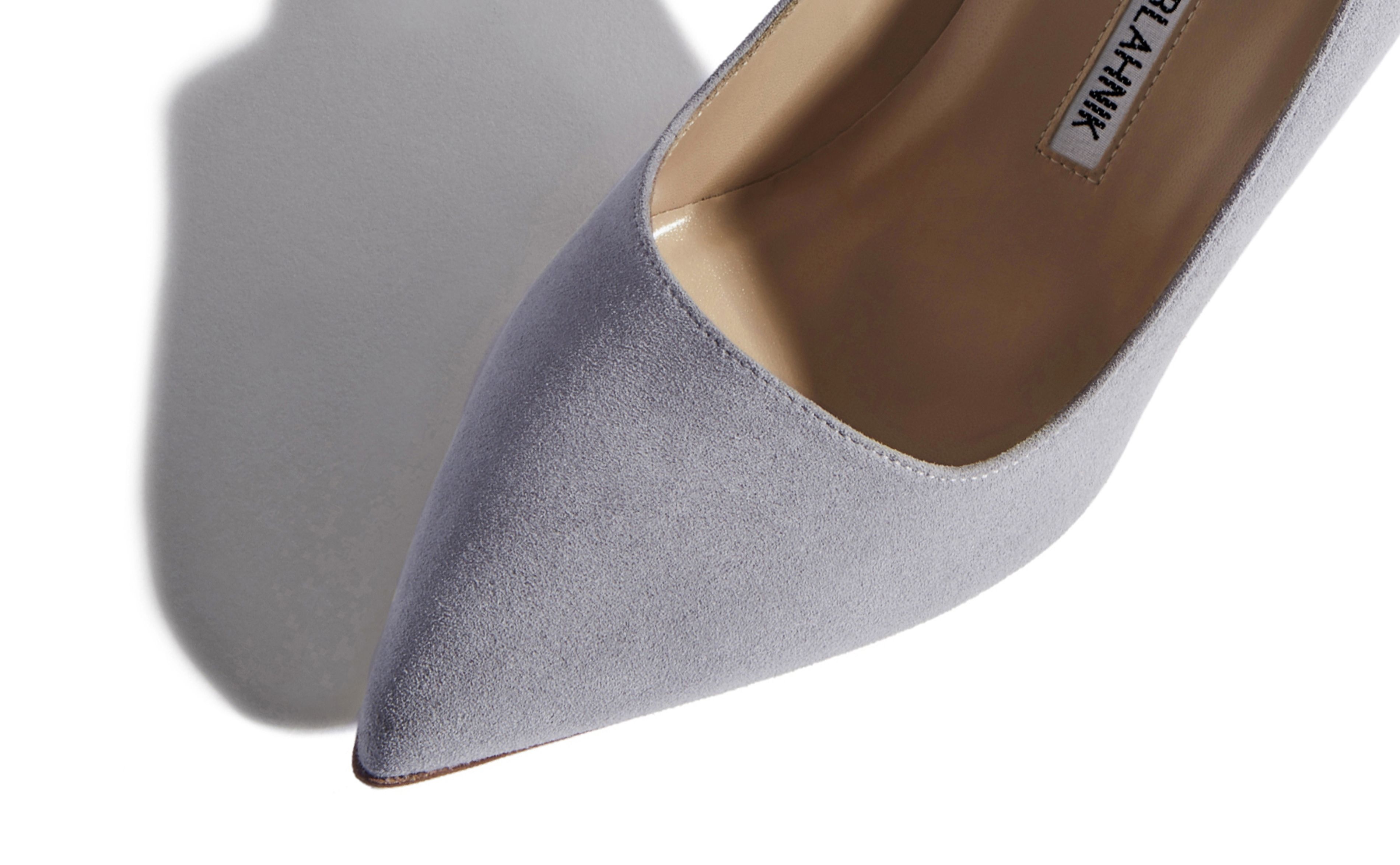 Light Grey Suede Pointed Toe Pumps - 4