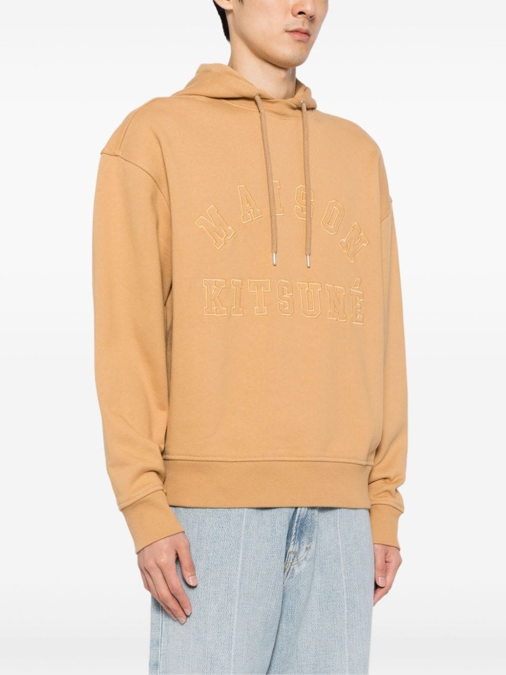 logo-embroidered cotton hoodie - 3