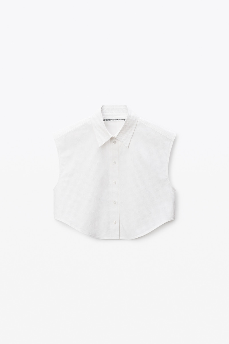 White Crystal Hotfix Cropped Shirt 1