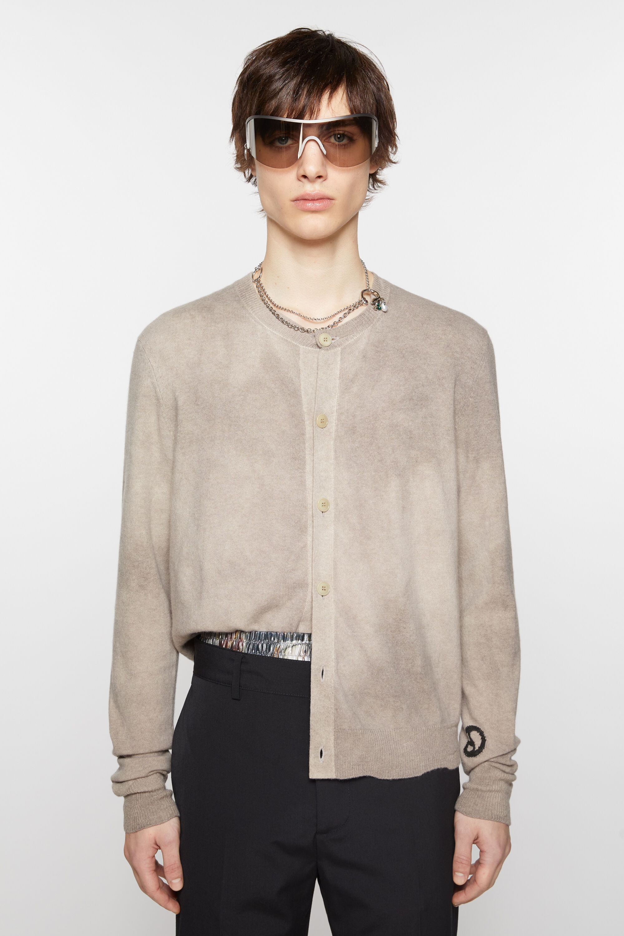 Crew neck cardigan - Vintage beige - 2