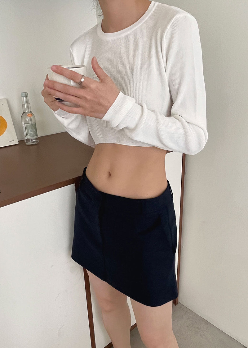 Kazel Cropped Thin Knit Top - White 8