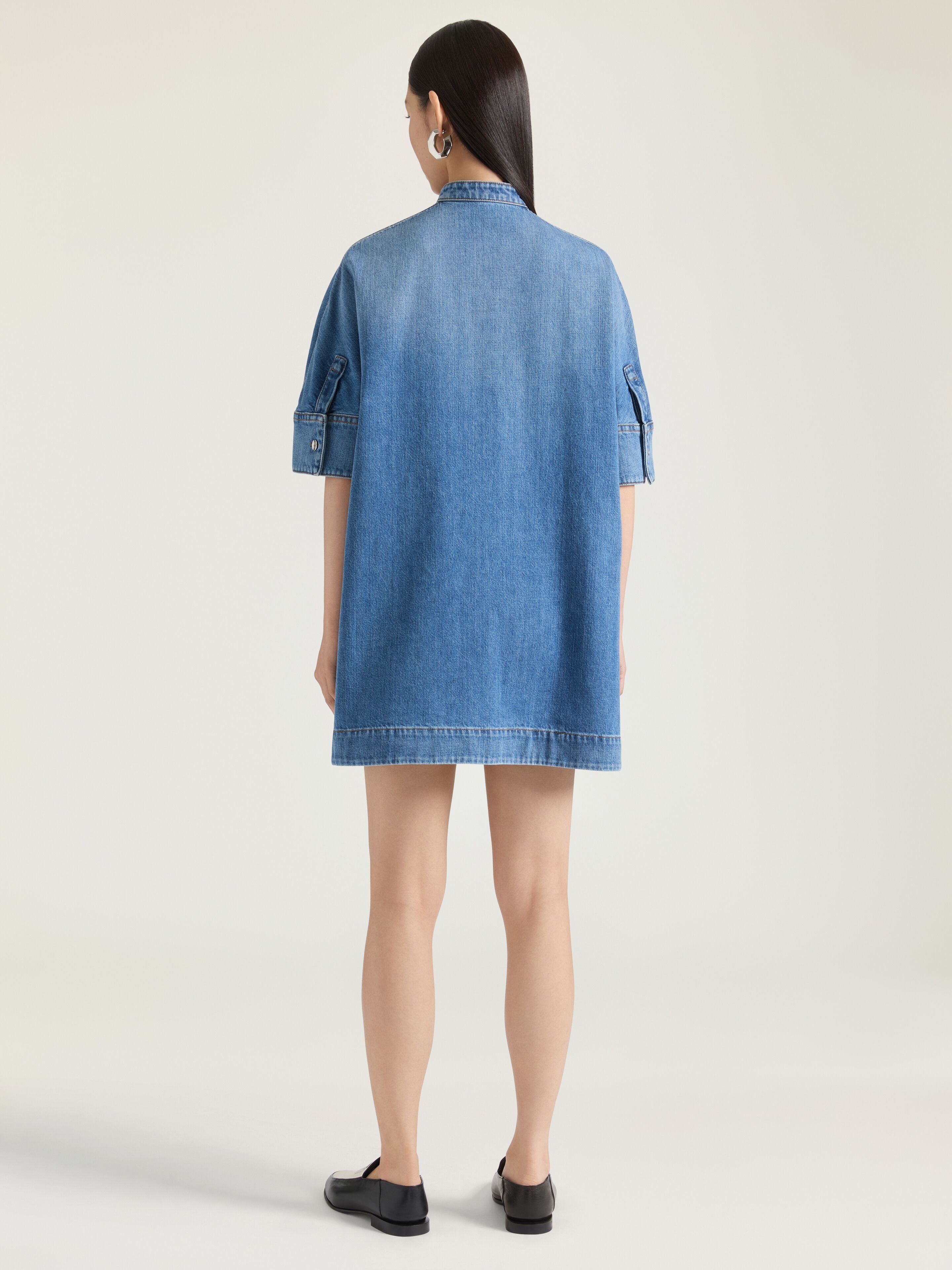 SHIRT DRESS IN WASHED DENIM - 4