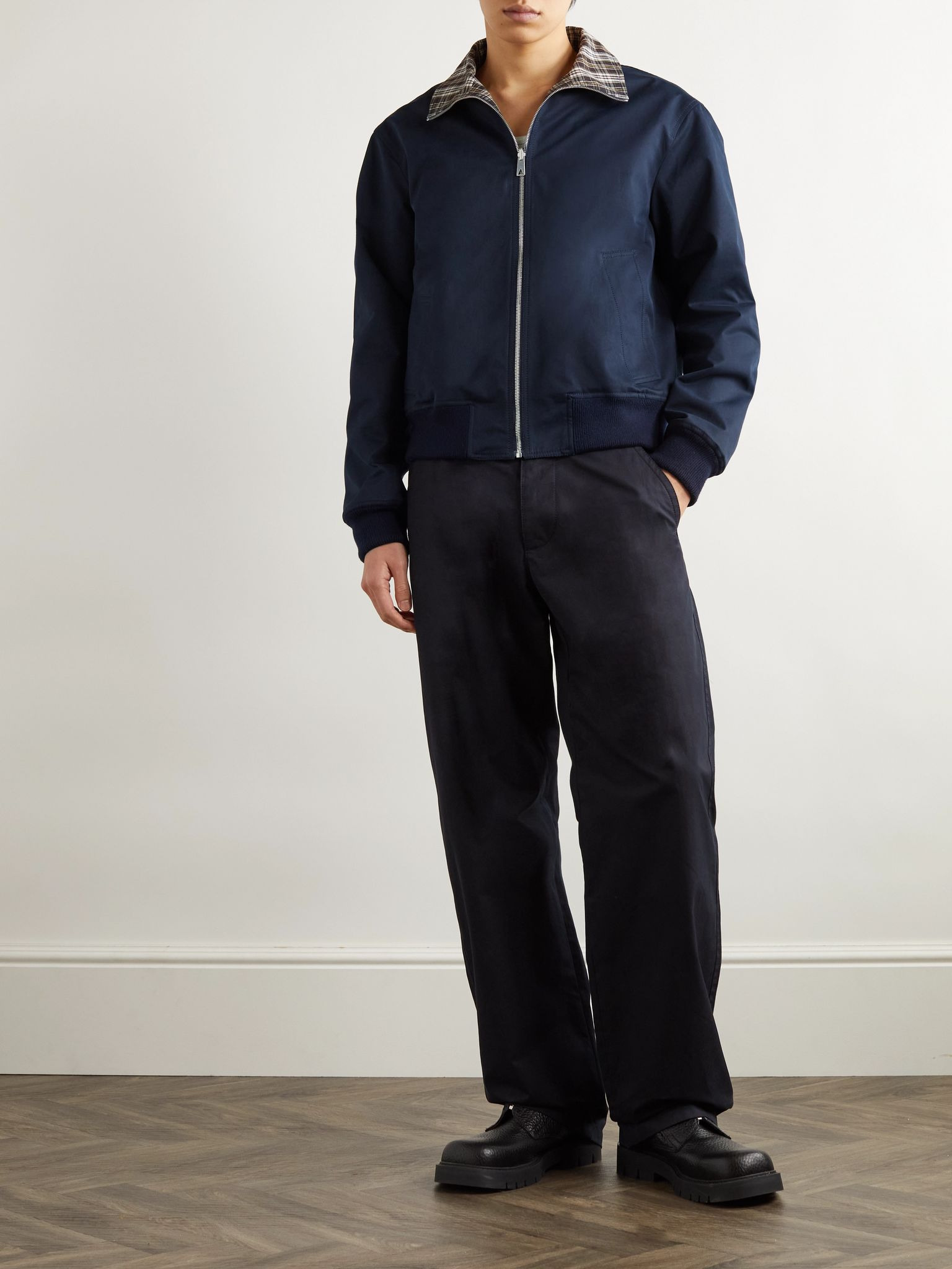Reversible Cotton-Drill Blouson Jacket Navy - 2