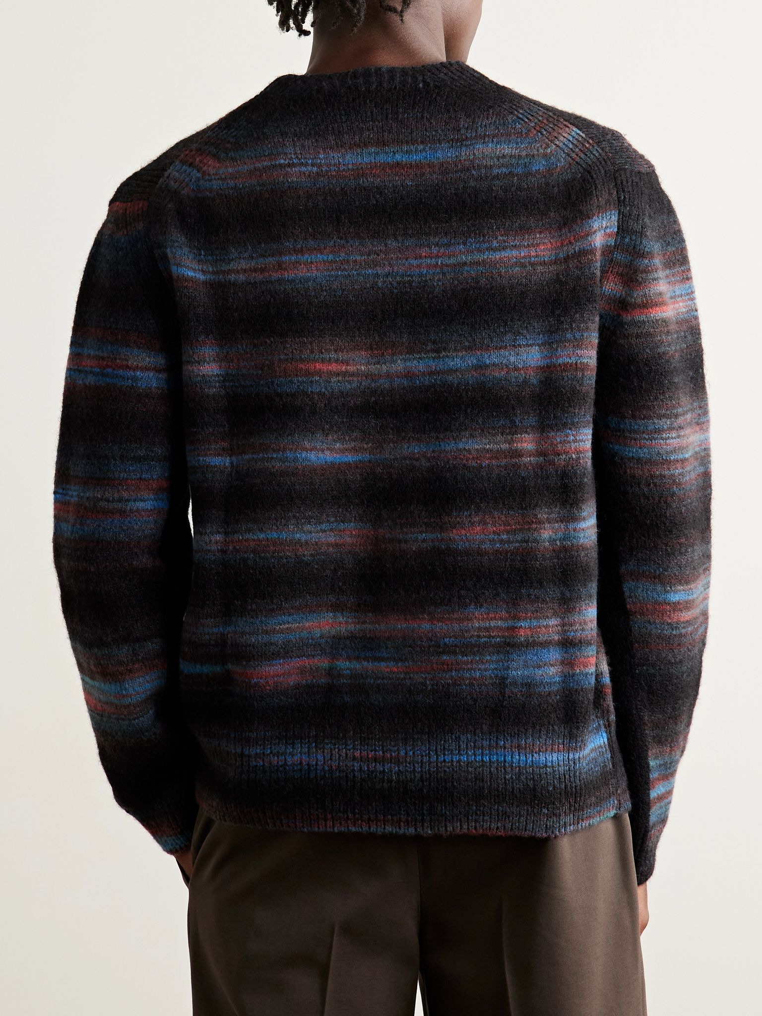 Striped Knitted Cardigan Black - 3