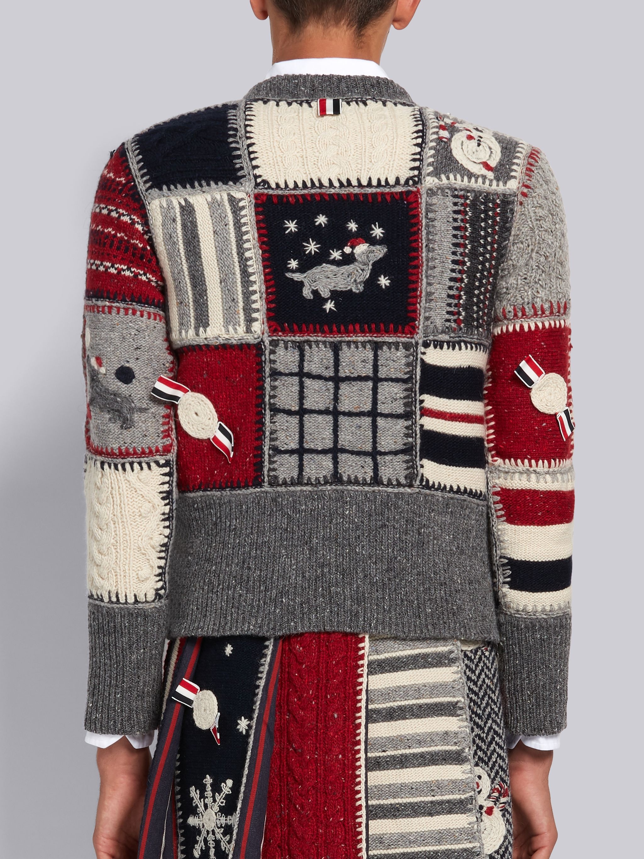 Holiday patchwork mohair pullover - 3