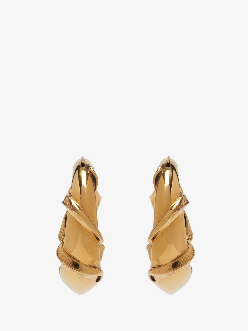 Women's Snake Hoop Earrings in Antique Gold - 4