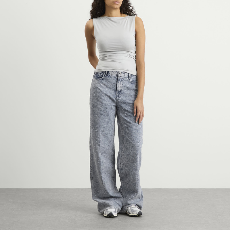 GOOD AMERICAN Good American Good Standard Straight Crystal Jeans outlook