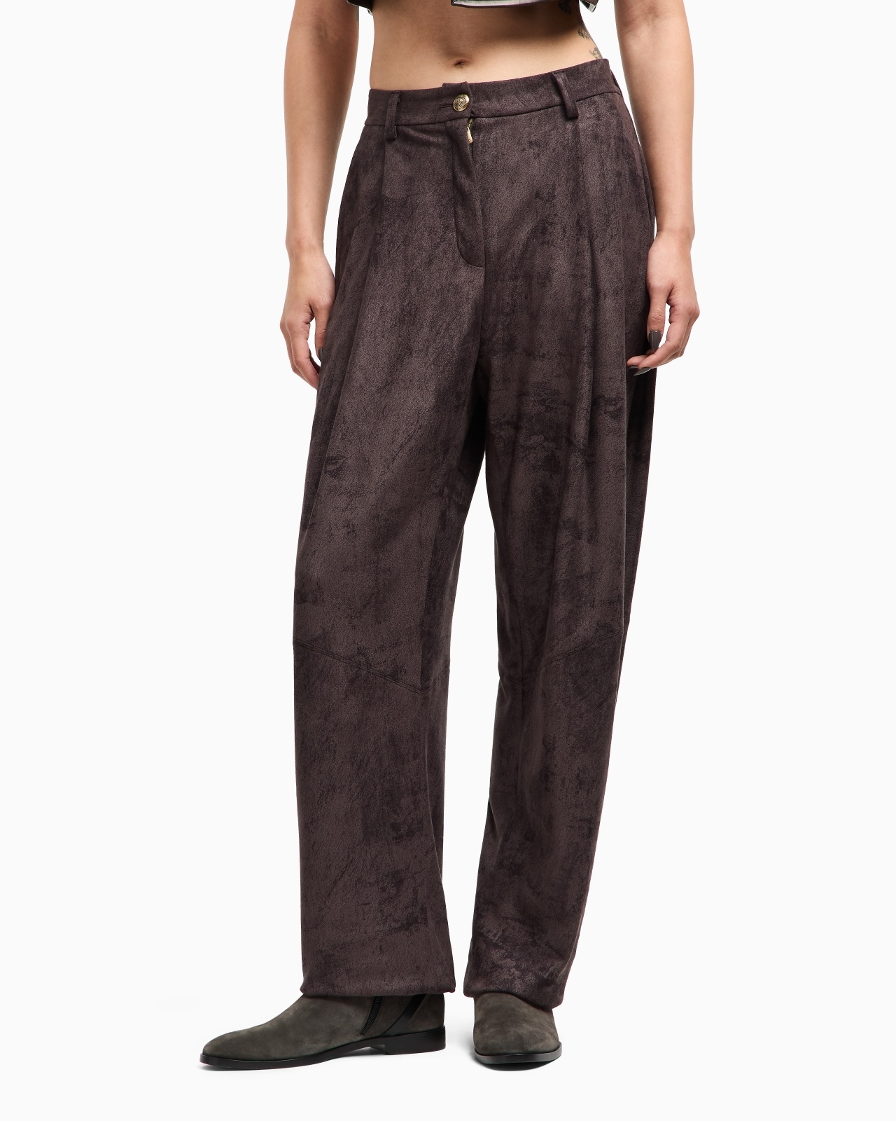 SINGLE-PLEAT TROUSERS IN ALCANTARA-EFFECT JERSEY - 4