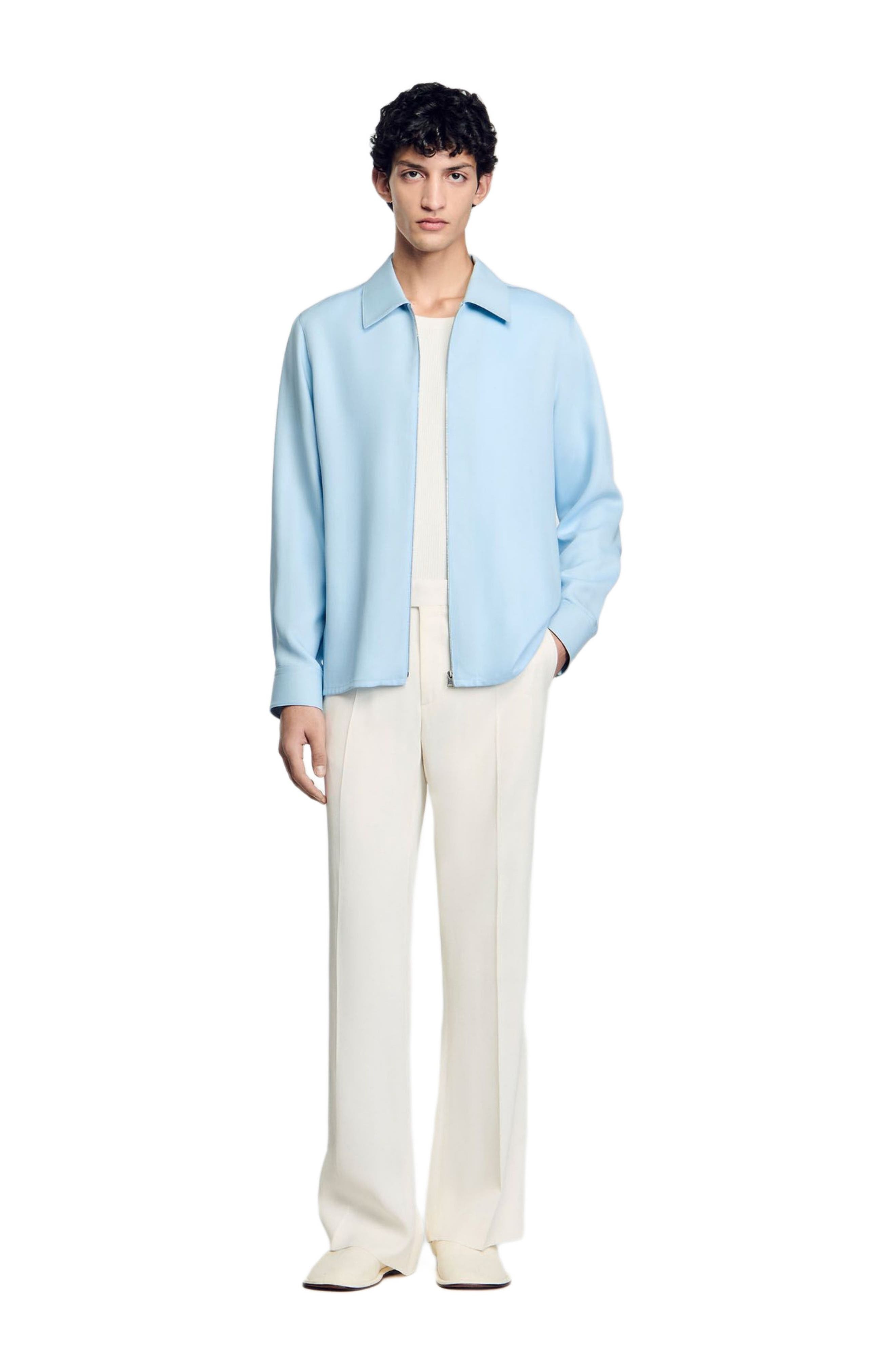 SANDRO Zip-up shirt in Blue Sky at Nordstrom - 6