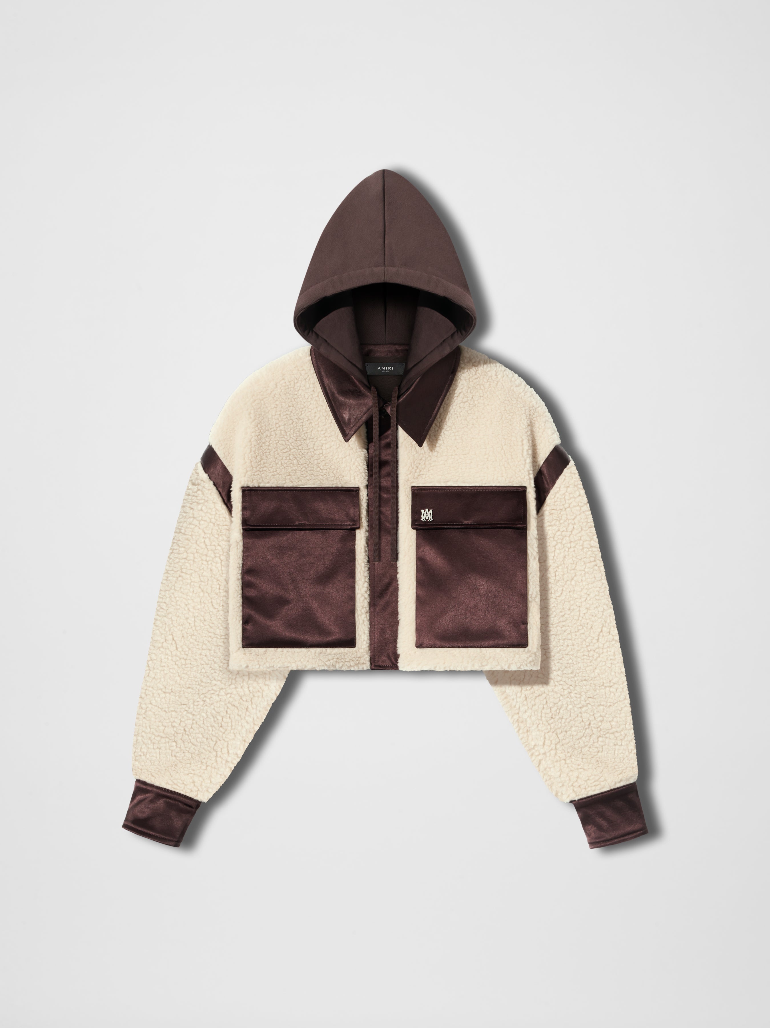 Amiri Hybrid Faux Shearling Hooded Track Jacket