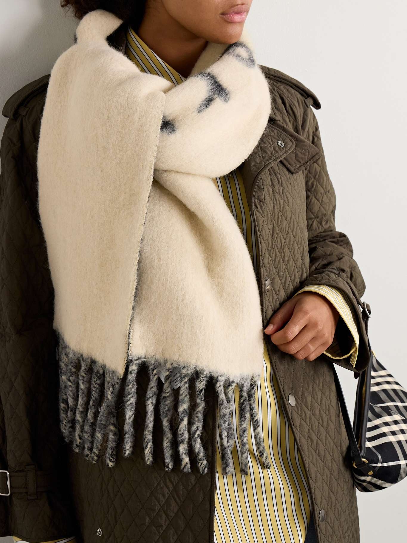 Fringed alpaca-blend jacquard scarf - 2