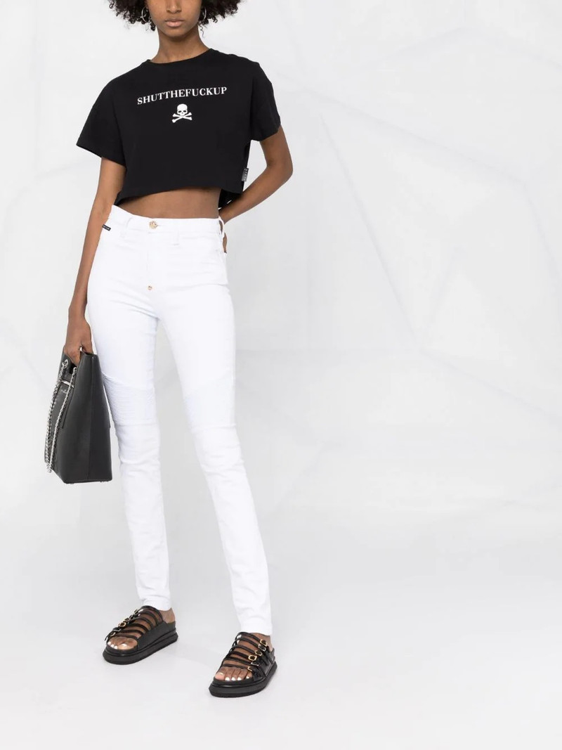 PHILIPP PLEIN High-waisted Biker jeans outlook