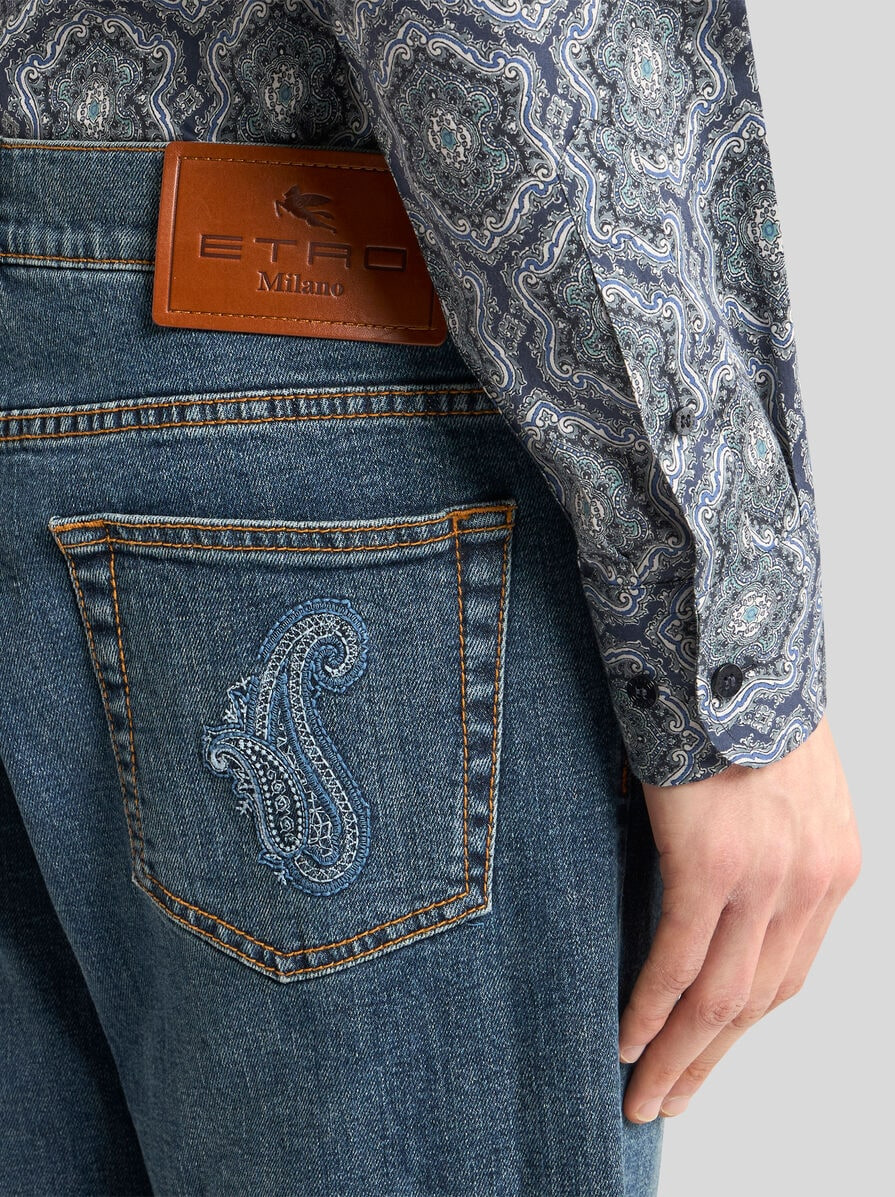 SLIM-FIT JEANS WITH PAISLEY EMBROIDERY - 3