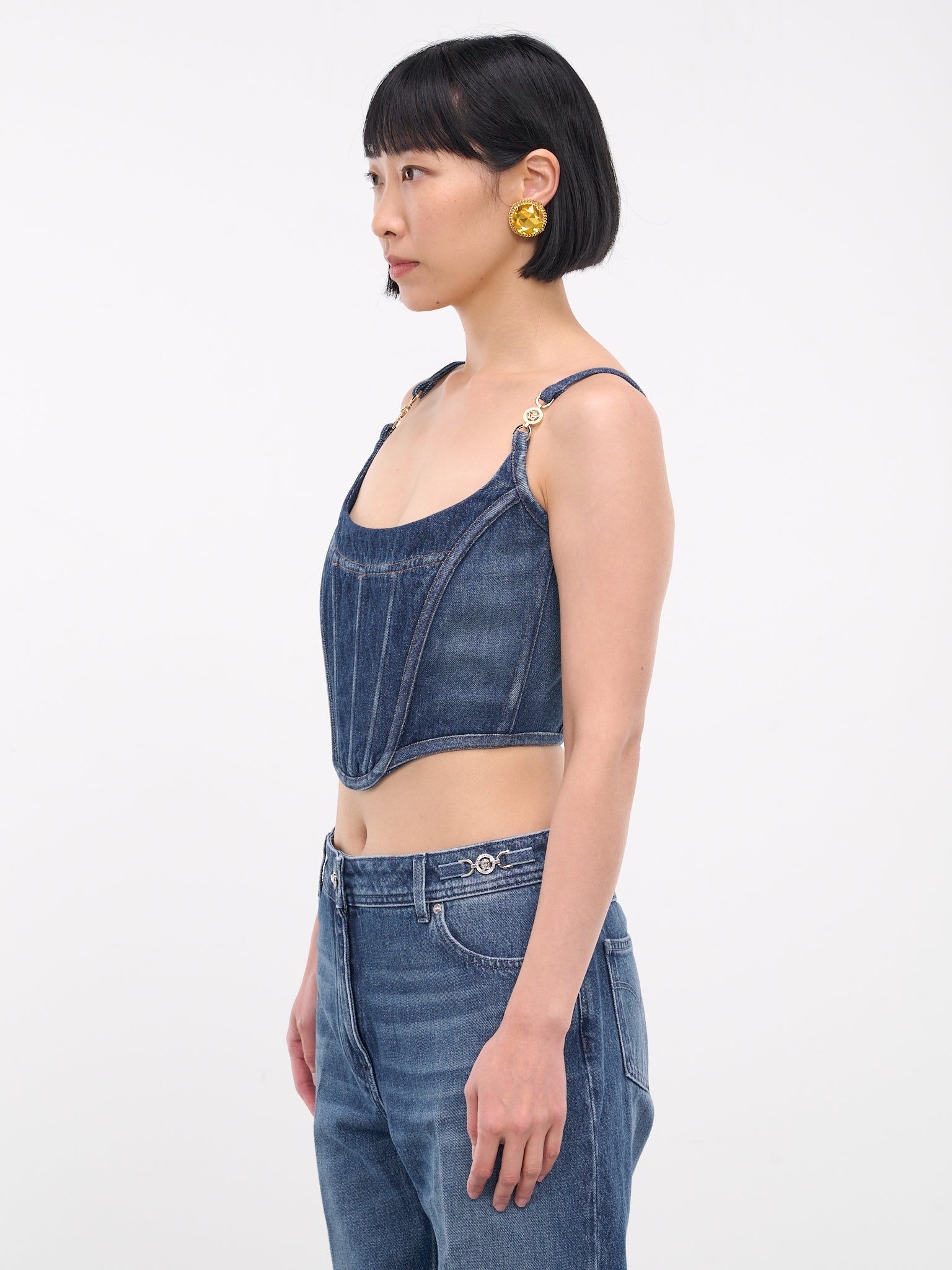 Medusa '95 Denim Corset Top - 2