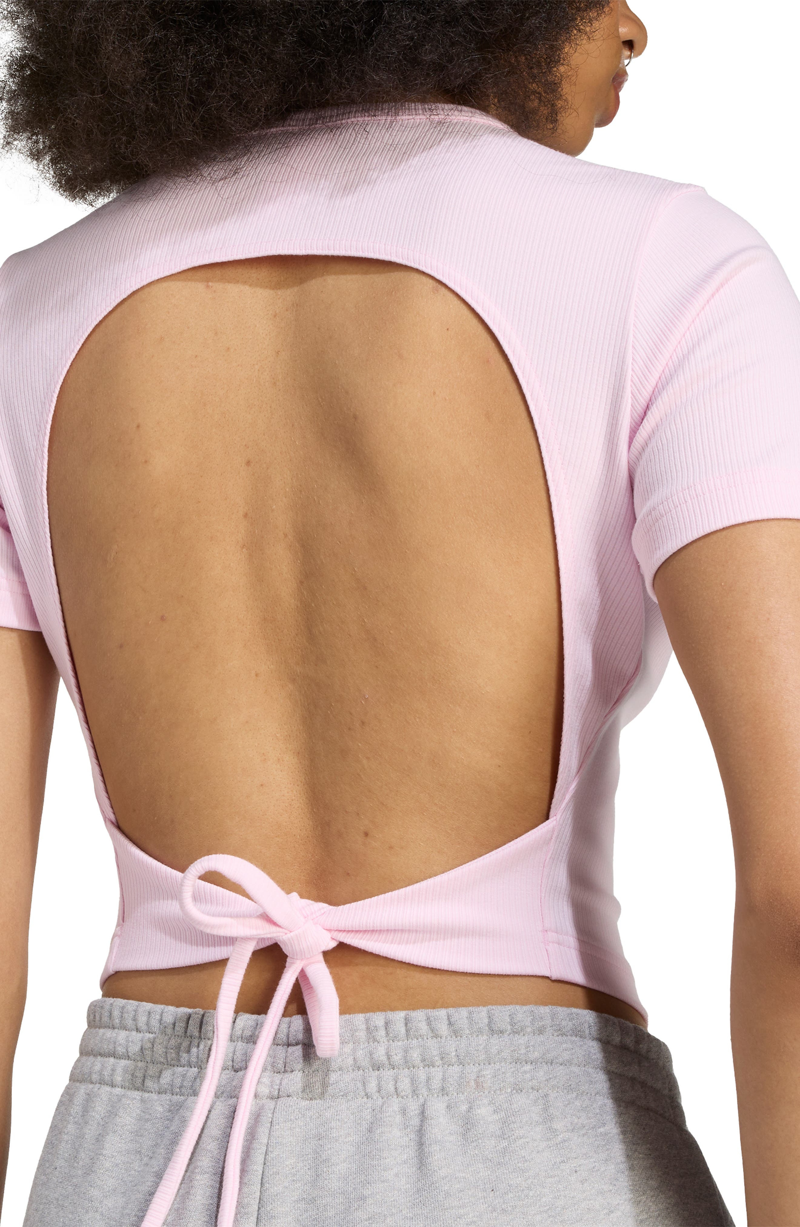 adidas Campus 2000 Back Cutout Rib Crop T-Shirt in Clear Pink at Nordstrom - 3
