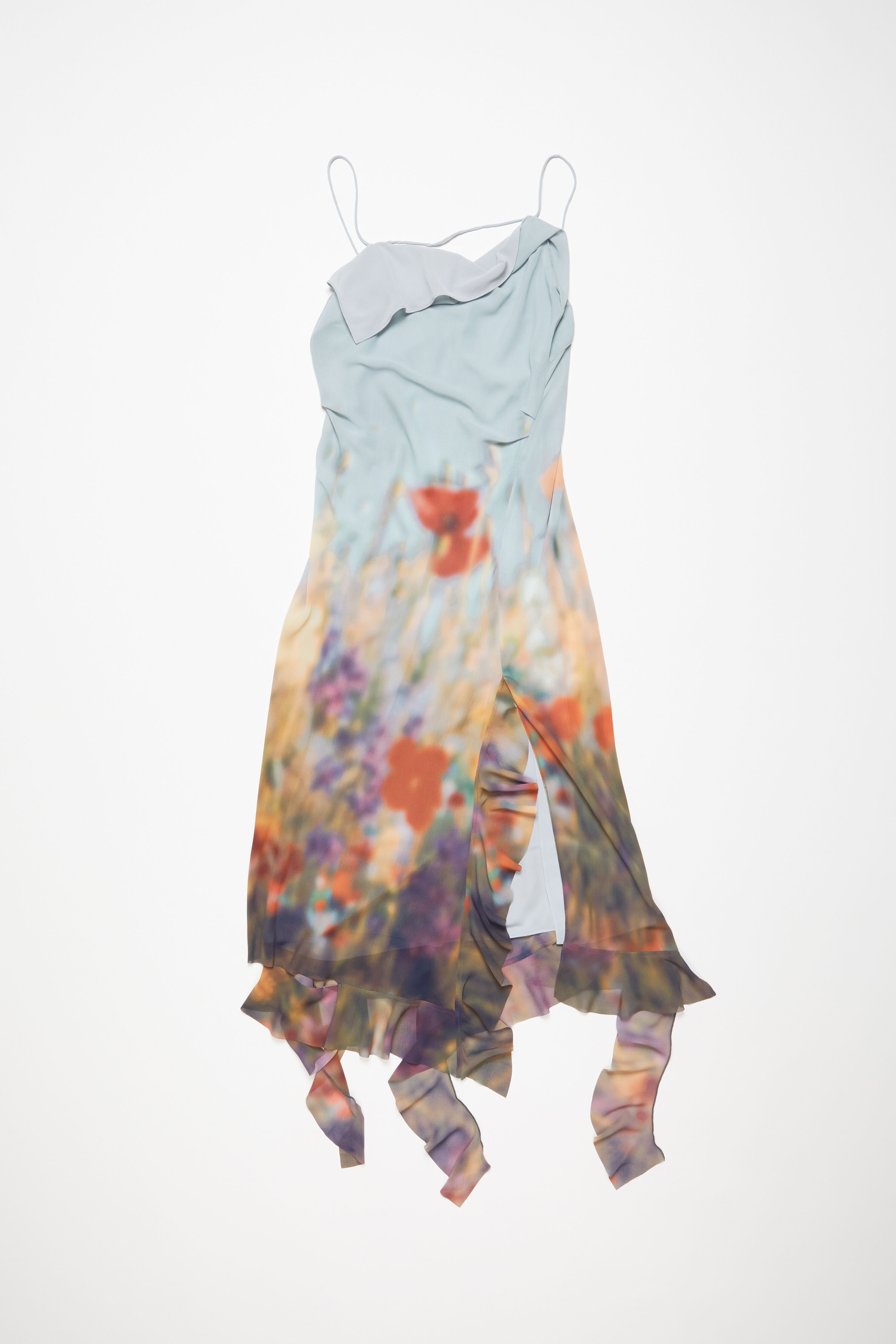 Ruffle strap dress - Dusty blue - 7