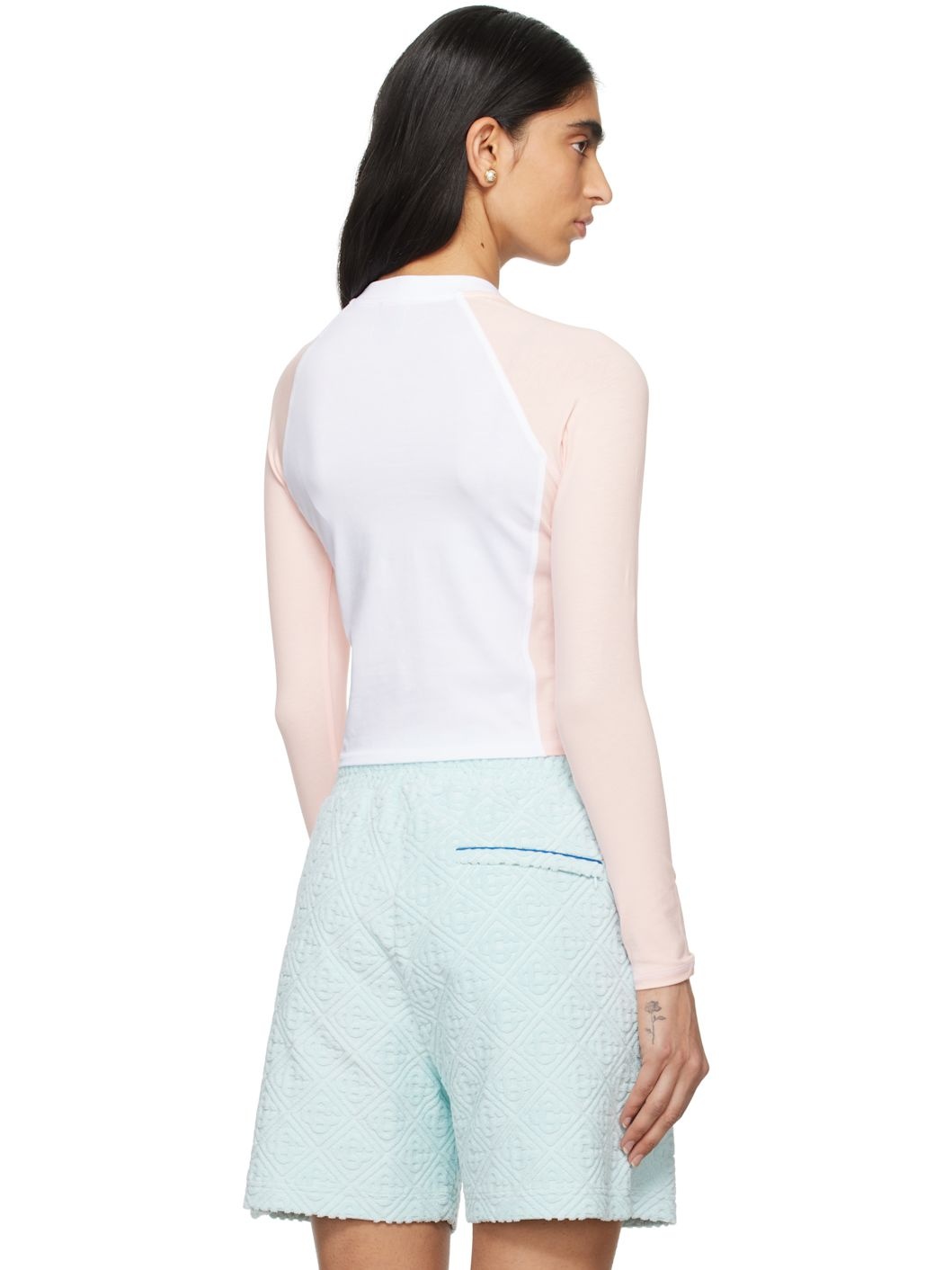 White & Pink Raglan Long Sleeve T-shirt - 3