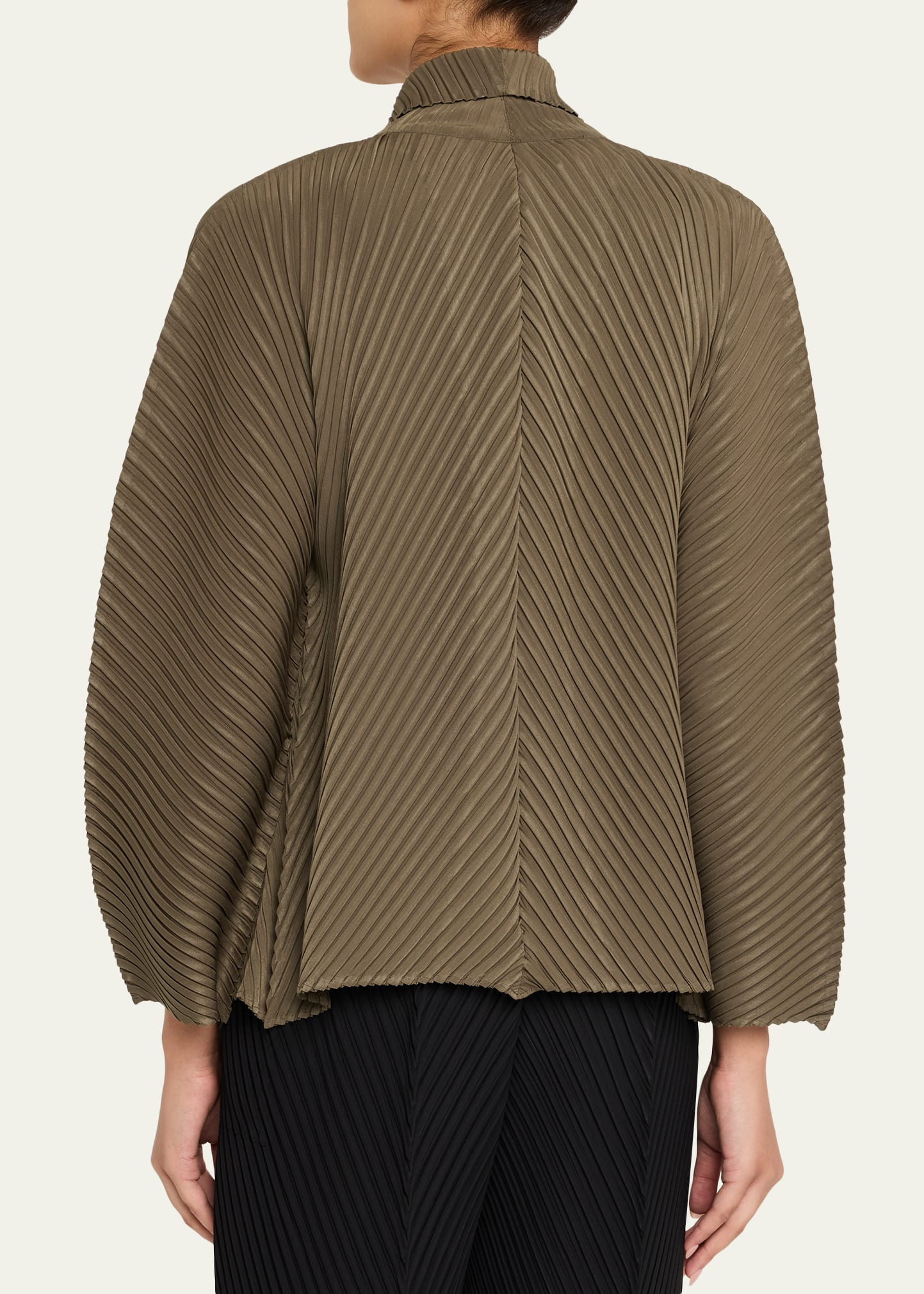 Soft Fold Pleats Shawl-Collar Jacket - 3