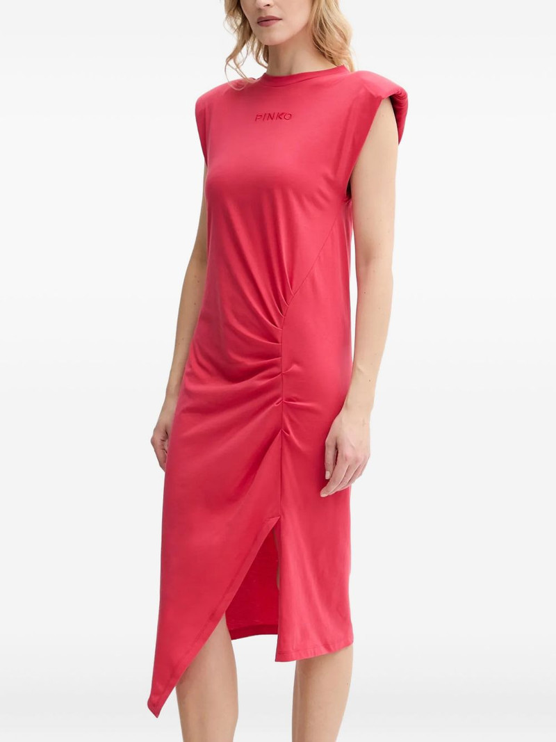 padded-shoulder side-split midi dress 1