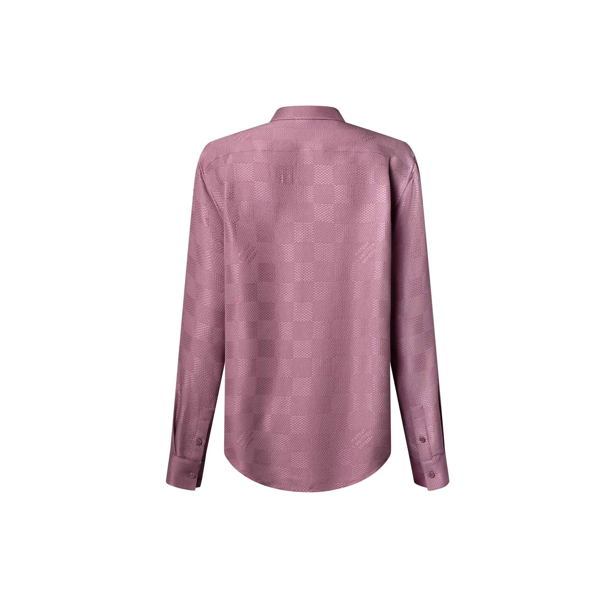 Jacquard Damier Long-Sleeved Silk Shirt - 3
