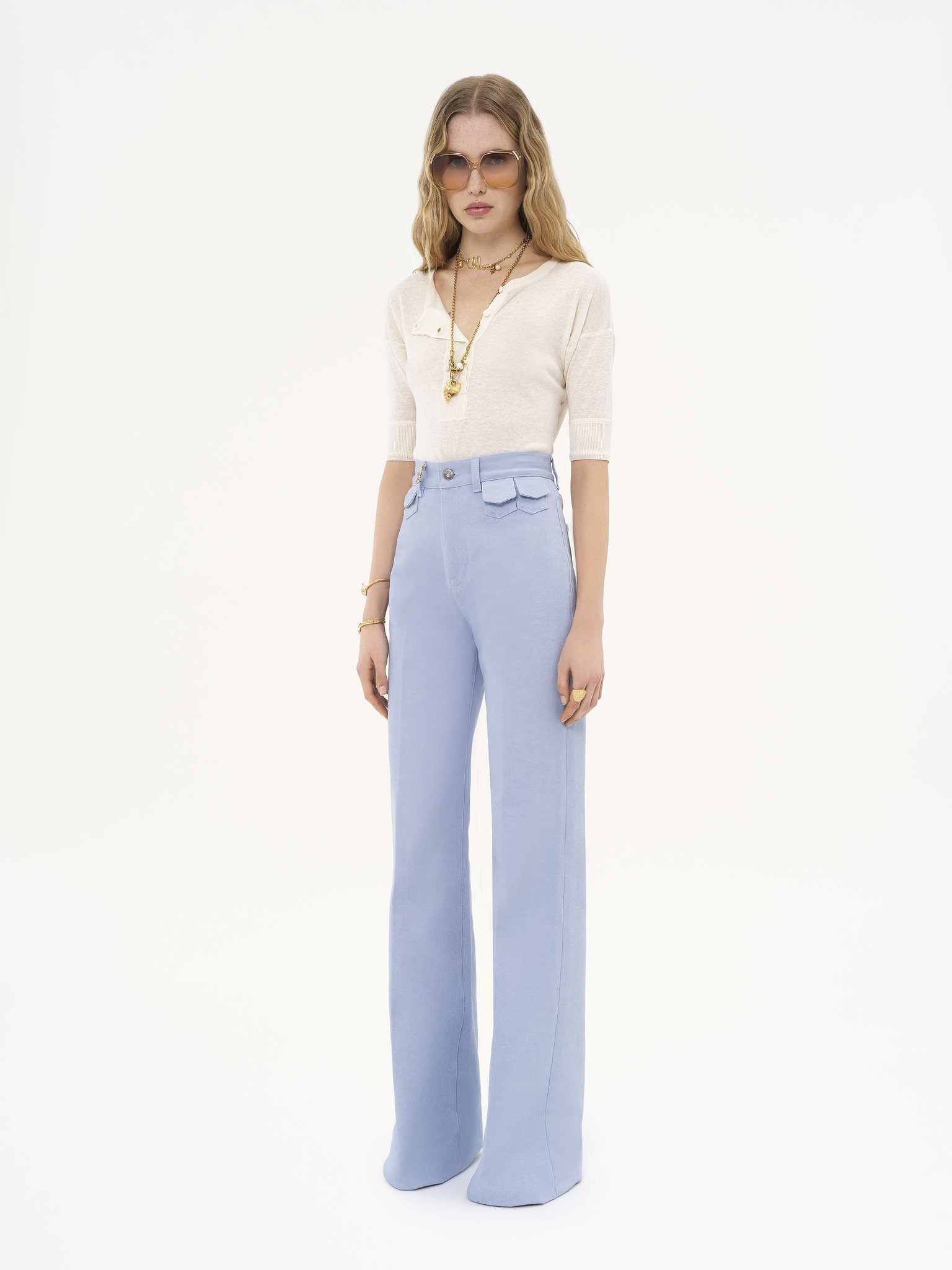 HIGH-RISE FLARE JEANS IN DENIM - 3