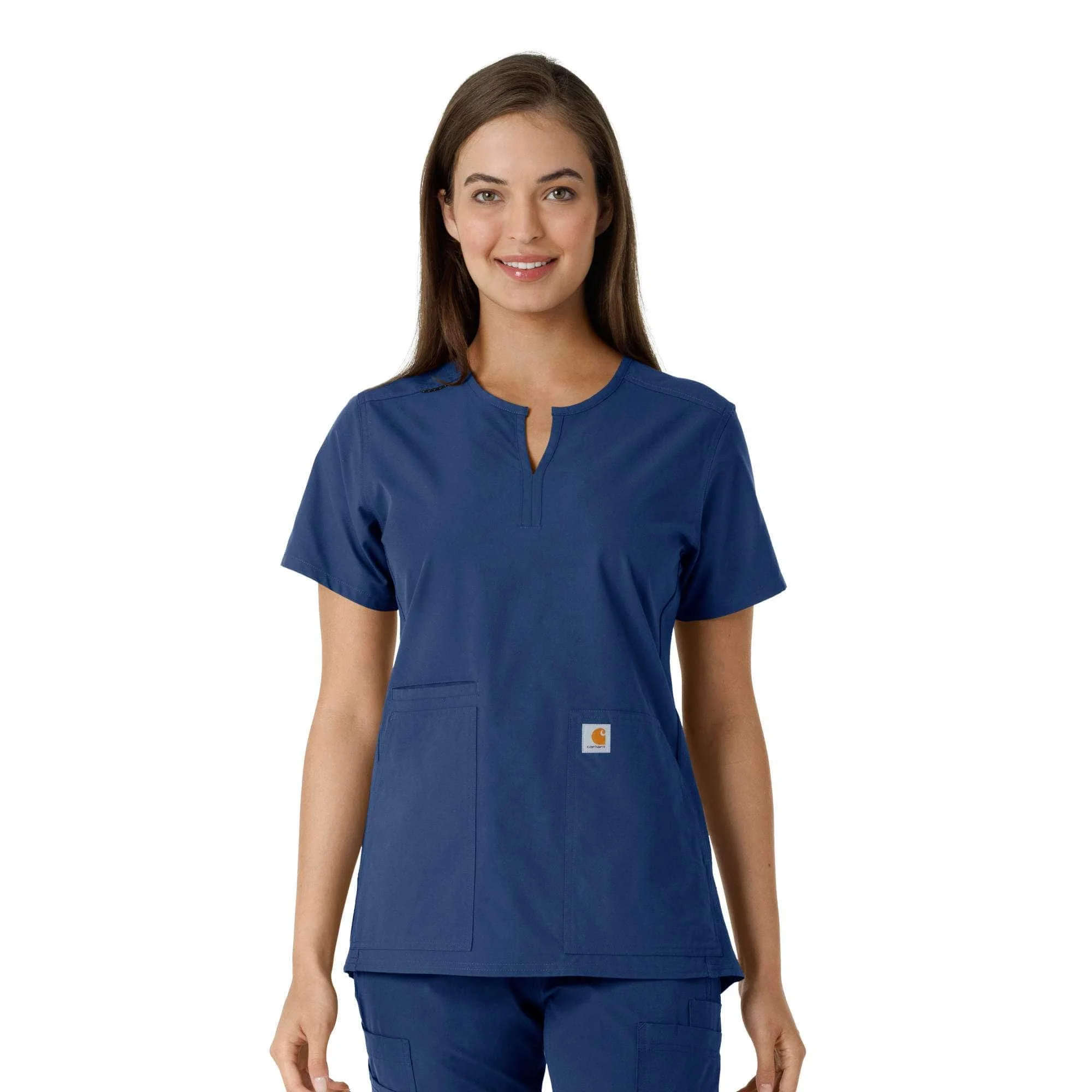 Women's Force Essentials Notch Neck Tunic Knit Panel Scrub Top - 1