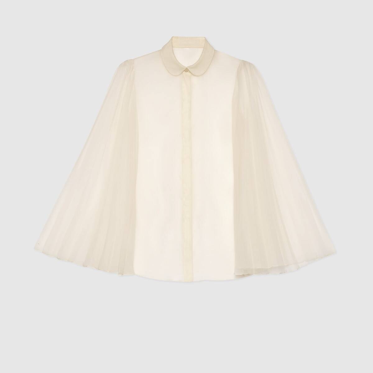 Silk organdy shirt with pleated sleeves - 1