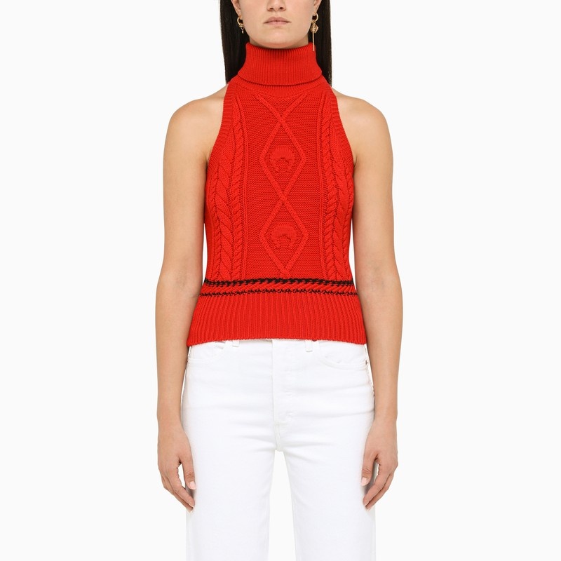 Red wool knit top - 1