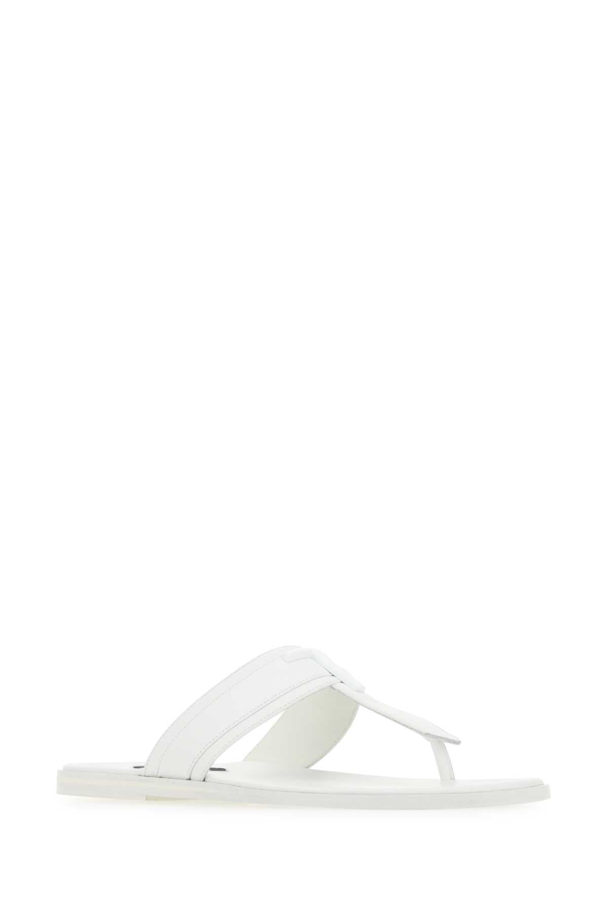 Tom Ford Men White Leather Thong Slippers - 2