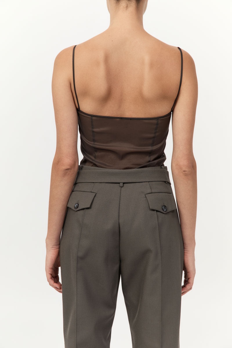 Transparent Silk Cami - Black Olive - 6
