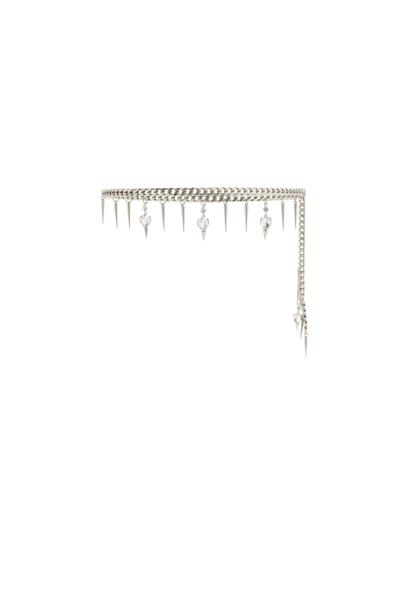 Alessandra Rich CHAIN BELT WITH CRYSTALS AND SPIKES outlook