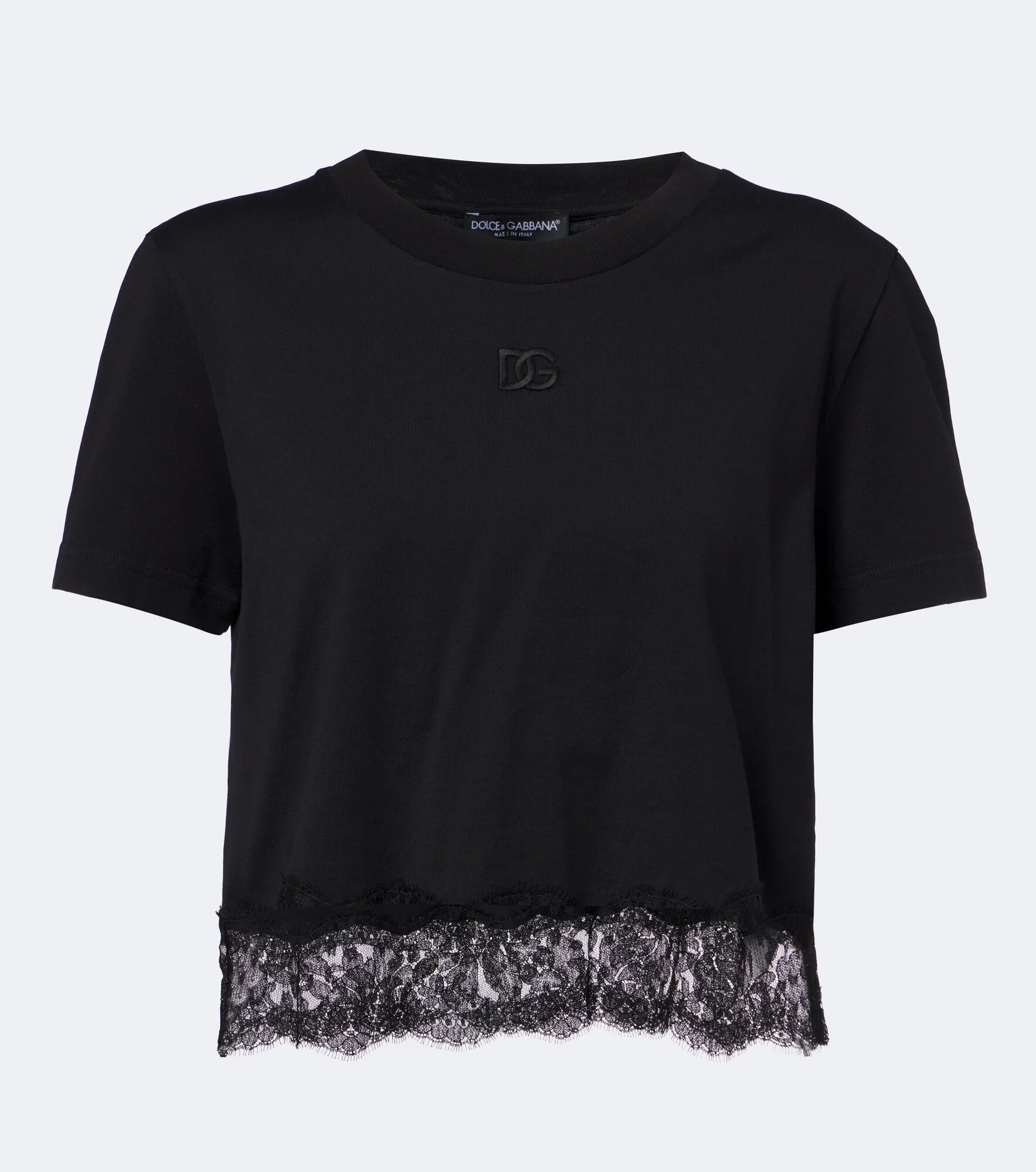 DG lace-trimmed cotton-blend T-shirt - 1