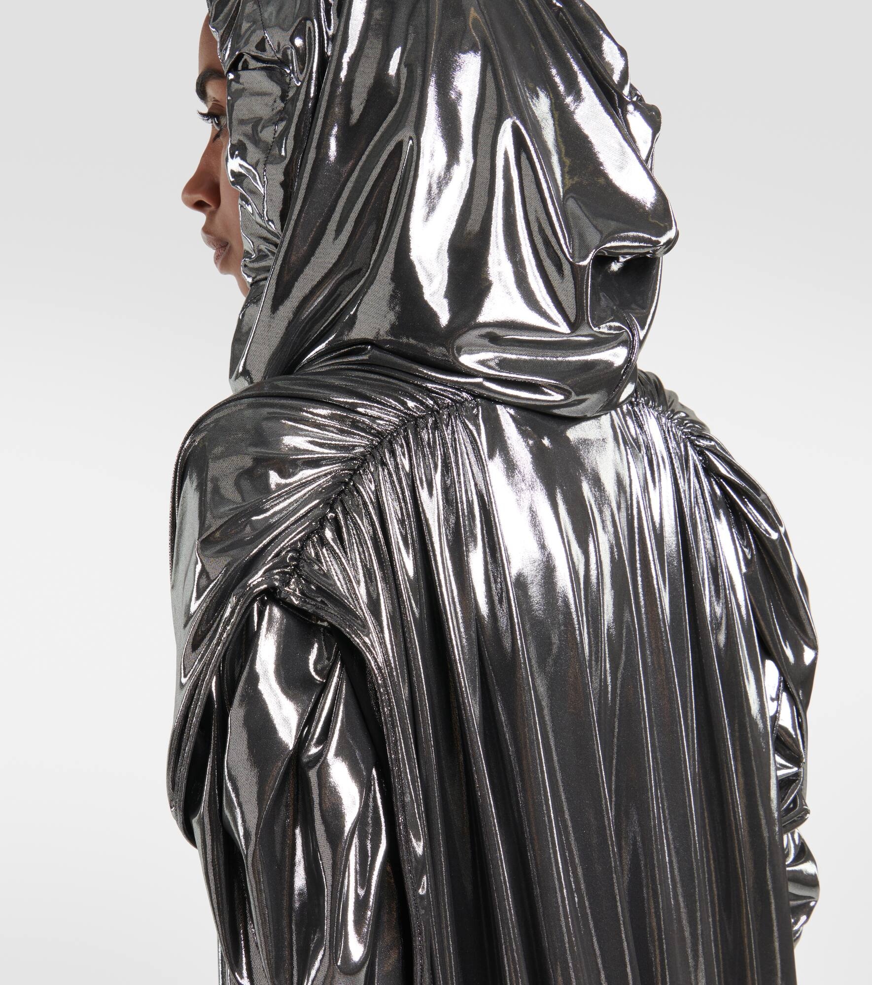 Draped lamé midi dress - 5