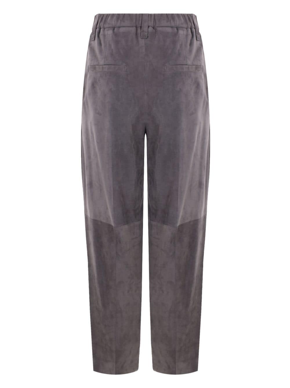 elasticated calf suede trousers - 2