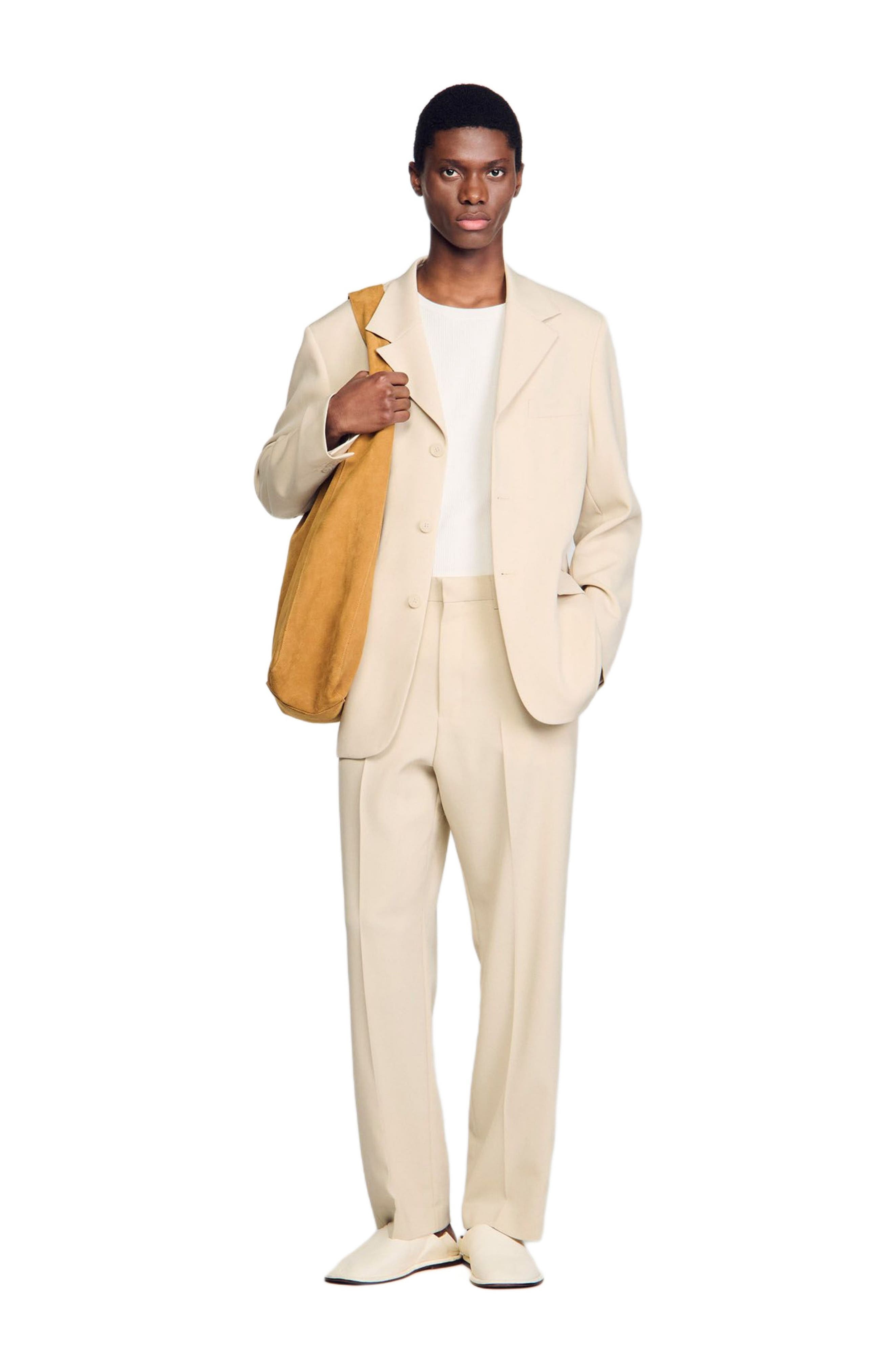SANDRO Oversized wool suit jacket in Oats at Nordstrom - 6