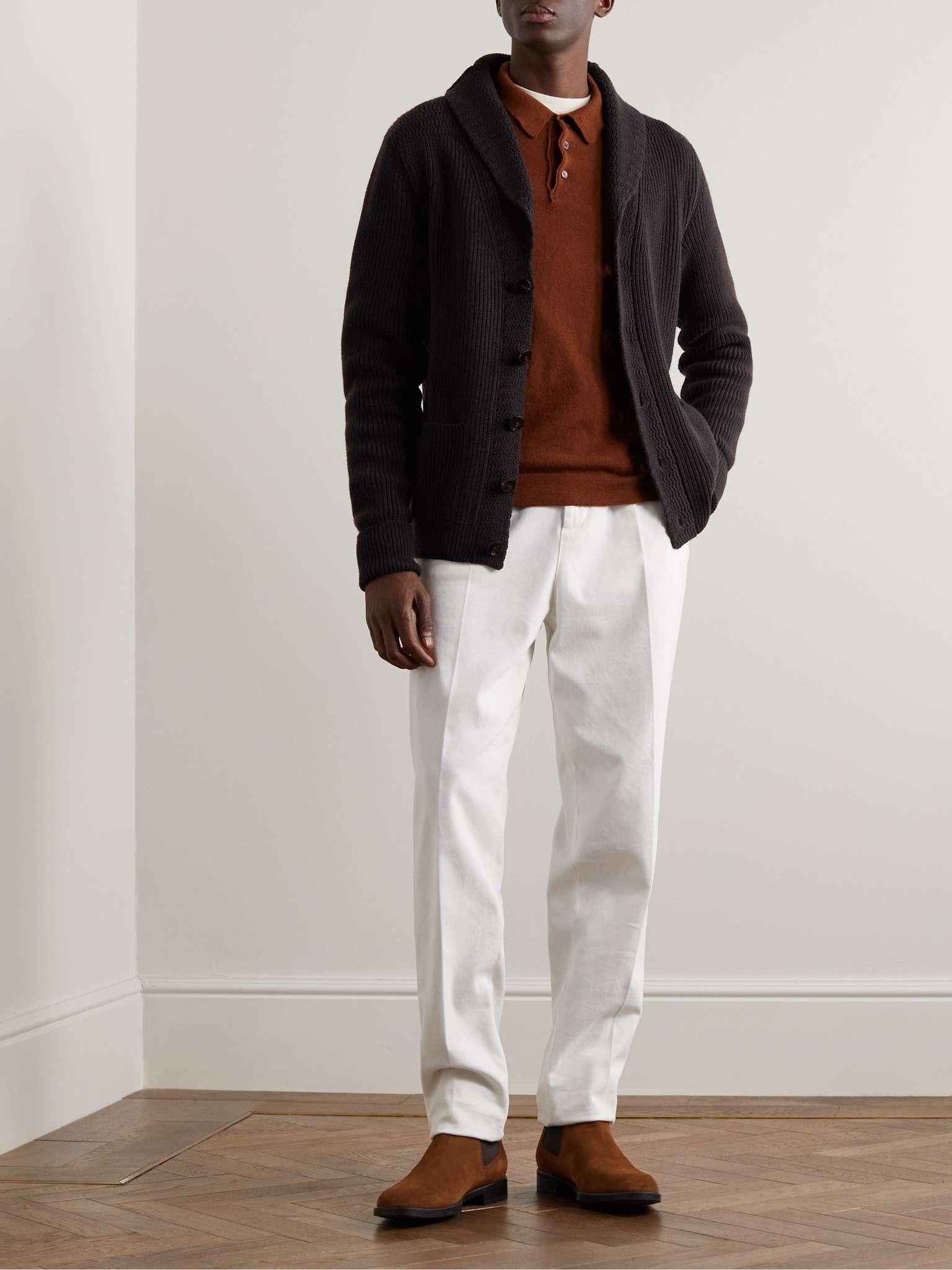 Shawl-Collar Ribbed Cashmere Cardigan - 2