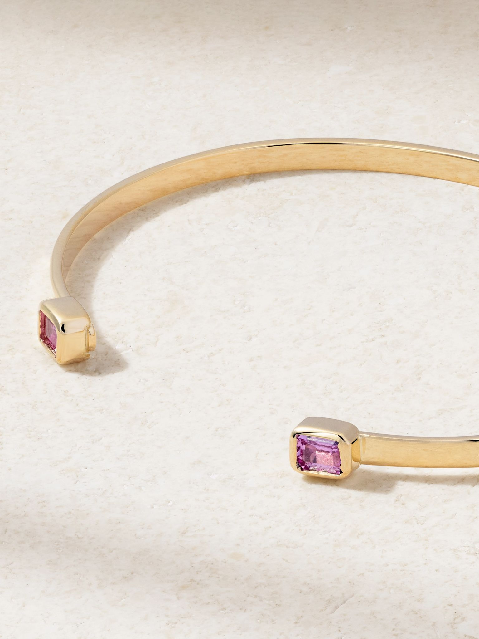 Myrtle 14-karat gold sapphire cuff Pink - 3