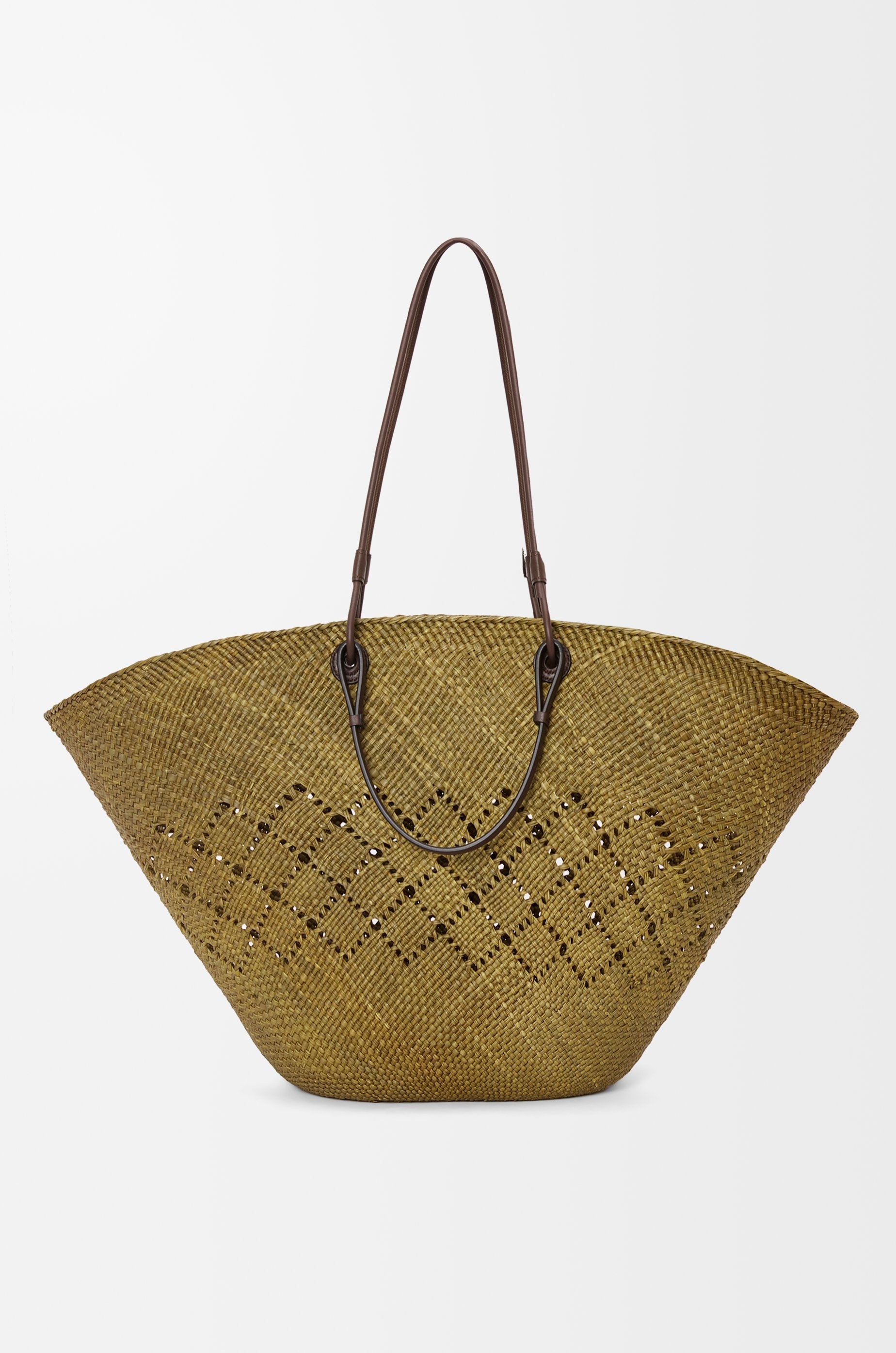 Large Anagram Basket bag in iraca palm and calfskin - 5